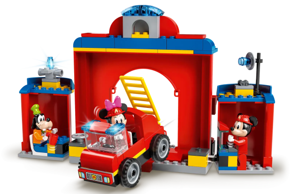Boost youngsters’ building skills with this LEGO® ǀ Disney Mickey and Friends – Mickey & Friends Fire Truck & Station (10776) set. This detailed set, perfect for kids aged 4 and up to build and play with friends, lets them live out their firefighting passion with Disney’s Mickey Mouse and his friends. Learn to build This LEGO 4+ fire station set is packed with exciting elements and functions, plus 2 Starter Bricks, to ensure youngsters have a great play experience. Each bag of bricks contains a complete model toy and character that kids can build quickly to get the play started fast! Great family fun 4+ sets are a great way for adults to share the fun with kids. This set comes with simple picture instructions, meaning no barrier to building for kids just learning to read. It also comes with Instructions PLUS, available on the free LEGO Building Instructions app. In the app, children can clearly see the building process, and save their progress so they can jump back into the build any time. The cool LEGO® ǀ Disney Mickey & Friends Fire Truck & Station (10776) toy set gives youngsters a fun set designed to grow role-play and building skills as they fight fires or rest at the fire station. A perfect gift for kids aged 4 and up who want an easy set-up for action-filled play! Surprise a child with a present that teaches construction skills, boosts imagination and entertains for hours. This great set has a fire station and fire truck with Starter Brick bases, to get the building going so there’s more time for play, plus 3 minifigures and a dog figure with rubberized ears and tail! This LEGO® ǀ Disney set is full of functions and accessories, including a food dish and bone for Disney’s Pluto (appearing for the first time ever in LEGO sets), plus firefighting tools for role-play. With the fire station measuring over 5.5 in. (14 cm) high and 9 in. (24 cm) wide, this set offers hours of play. Because it works with other LEGO® bricks, it can grow as kids’ building skillsgrow. Give young builders a great experience with simple picture instructions, meaning no barrier to building even for kids just learning to read, plus zoom and save modes in digital Instructions PLUS! 4+ sets provide a fun way for youngsters to learn to build, while growing their confidence with easy building steps. They let kids and grown-ups discover the joy of building and playing together. LEGO® components meet strict industry quality standards to ensure they are easy for little fingers to pick up and build with, time and time again – it’s been that way since 1958. LEGO® bricks and pieces are tested in almost every way imaginable to make sure they meet stringent safety standards.