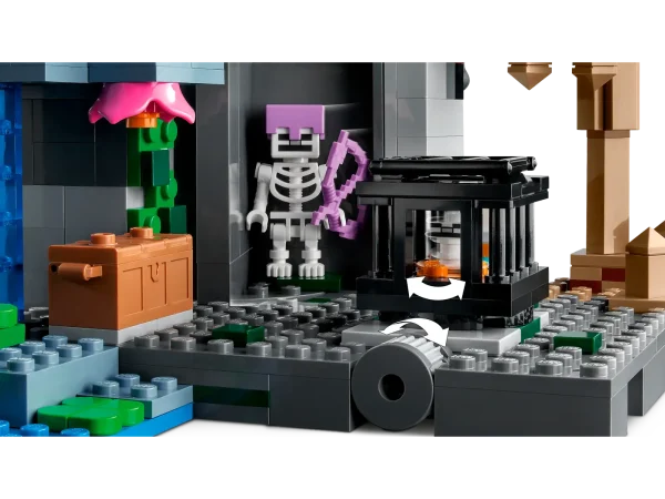 LEGO® Minecraft® The Skeleton Dungeon (21189) is an action-packed toy for Minecraft players aged 8 and up. Classic Minecraft adventures with LEGO creativity This versatile playset pits a cave explorer against hostile skeletons in a multi-biome environment comprising a dripstone cave with stalagmites and stalactites; a lush cave with bushes, vines, water, clay and torches; and the skeletons’ dungeon, which includes a spinning skeleton spawner. Hands-on action includes pushing a stalagmite tomake rocks crash down onto the hostile mobs and rotating a wall to reveal a third skeleton. Weapons include a crossbow and pickaxe, and there’s also a chest containing a music record, bread and a bone. There’s everything a Minecraft player needs to enjoy endless creative adventures! Action-packed set for Minecraft® players – With classic details, hands-on features and multiple biomes, LEGO® Minecraft The Skeleton Dungeon (21189) has everything kids need for endless adventures Iconic features – Includes the cave explorer, 3 skeletons and 3 biomes: a dripstone cave with a rock-fall function; a lush cave with bushes, clay and torches; and a dungeon with a skeleton spawner Many ways to play – Kids can build, explore, battle and operate fun features as they embark on endless Minecraft® adventures, then rebuild the set for even more creative play Gift for kids – Give Minecraft® players aged 8 and up a birthday, holiday or any-day treat with this hands-on version of the video game Reconfigurable fun – Measuring over 5.5 in. (14 cm) high, 7.5 in. (19 cm) wide and 5.5 in. (14 cm) deep, this versatile set is packed with play possibilities Minecraft® made real – LEGO® Minecraft sets give kids a different way to enjoy the video game, with mobs, scenes and features brought to life with the hands-on creativity of LEGO bricks Quality guaranteed – LEGO® components fulfill stringent industry quality standards to ensure they are consistent, compatible and connect and pull apart perfectly every time Safety assured – LEGO® components are dropped, heated, crushed, twisted and analyzed to make sure they satisfy rigorous global safety standards