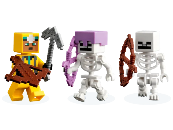 LEGO® Minecraft® The Skeleton Dungeon (21189) is an action-packed toy for Minecraft players aged 8 and up. Classic Minecraft adventures with LEGO creativity This versatile playset pits a cave explorer against hostile skeletons in a multi-biome environment comprising a dripstone cave with stalagmites and stalactites; a lush cave with bushes, vines, water, clay and torches; and the skeletons’ dungeon, which includes a spinning skeleton spawner. Hands-on action includes pushing a stalagmite tomake rocks crash down onto the hostile mobs and rotating a wall to reveal a third skeleton. Weapons include a crossbow and pickaxe, and there’s also a chest containing a music record, bread and a bone. There’s everything a Minecraft player needs to enjoy endless creative adventures! Action-packed set for Minecraft® players – With classic details, hands-on features and multiple biomes, LEGO® Minecraft The Skeleton Dungeon (21189) has everything kids need for endless adventures Iconic features – Includes the cave explorer, 3 skeletons and 3 biomes: a dripstone cave with a rock-fall function; a lush cave with bushes, clay and torches; and a dungeon with a skeleton spawner Many ways to play – Kids can build, explore, battle and operate fun features as they embark on endless Minecraft® adventures, then rebuild the set for even more creative play Gift for kids – Give Minecraft® players aged 8 and up a birthday, holiday or any-day treat with this hands-on version of the video game Reconfigurable fun – Measuring over 5.5 in. (14 cm) high, 7.5 in. (19 cm) wide and 5.5 in. (14 cm) deep, this versatile set is packed with play possibilities Minecraft® made real – LEGO® Minecraft sets give kids a different way to enjoy the video game, with mobs, scenes and features brought to life with the hands-on creativity of LEGO bricks Quality guaranteed – LEGO® components fulfill stringent industry quality standards to ensure they are consistent, compatible and connect and pull apart perfectly every time Safety assured – LEGO® components are dropped, heated, crushed, twisted and analyzed to make sure they satisfy rigorous global safety standards