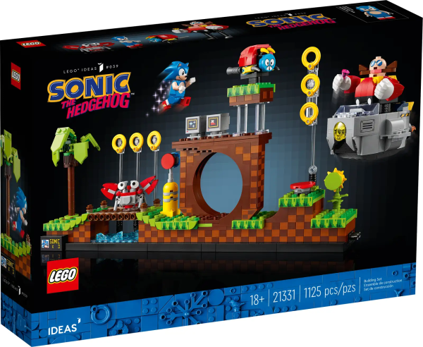 Celebrate a pop culture icon and showcase the gameplay of a true classic with this LEGO® Ideas Sonic the Hedgehog™ – Green Hill Zone model (21331). Enjoy quality time with no distractions, recreating authentic details of the Green Hill Zone, including a palm tree, bridge loop, rings, TV screens, Dr. Eggman’s Eggmobile and a spring for Super Sonic Jumps. Iconic characters Arrange the level in your own way and bring it to life with a Sonic the Hedgehog minifigure and Dr. Eggman, Moto Bug and Crabmeat figures. Step-by-step building instructions are included and – like in the game – you collect Chaos Emeralds as you progress. A display stand for the 7 Emeralds and Sonic minifigure completes a colorful centerpiece. All in all, it’s the best Sonic nostalgia gift for yourself or any fan. Endless possibilities Welcome to LEGO sets for adults: a space to relax and build detailed models that pay homage to the worlds of gaming, history, travel, sport, science, technology and entertainment. Recreate the Green Hill Zone in LEGO® bricks – Recapture the magic of Sonic the Hedgehog™ with this LEGO Ideas model of an all-time classic platform game level (21331) Iconic characters – A Sonic the Hedgehog™ LEGO® minifigure, plus brick-built figures of Dr. Eggman with his buildable Eggmobile, Moto Bug with 2 face options, and Crabmeat Authentic obstacles and details – Build a palm tree, bridge loop and lever-activated spring for Super Sonic Jumps, plus 7 rings and 2 buildable TVs with 5 screen elements and 5 sticker options Collect Chaos Emeralds, just like in the game – Earn an emerald for every build you complete and display all 7 on the stand with Sonic Gift idea for fans – This 1,125-piece LEGO® model makes a nostalgic birthday or holiday gift for millennial Sonic the Hedgehog™ fans who enjoy mindful activities to unwind Display piece – The buildable Green Hill Zone measures over 7 in. (17 cm) high, 14 in. (36 cm) wide and 2.5 in. (6 cm) deep. It may be rearranged and connects easily to extra sets Step-by-step guide – Includes a premium-quality, illustrated booklet featuring the set’s fan designer and LEGO® designers, plus illustrated instructions to ease the building experience The LEGO® fans’ choice – This set for adults is one of many exciting LEGO Ideas sets, each created by a fan designer, voted for by thousands of LEGO fans and produced by the LEGO Group High quality – Since 1958, LEGO® bricks have met strict industry quality standards to ensure secure connections and robust buildable models Safety assured – LEGO® components are thoroughly tested to make sure that they comply with stringent global safety standards