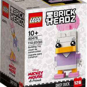 Thrill a Disney fan with this adorable LEGO® BrickHeadz™ ǀ Disney Daisy Duck (40476) build-and-display set. The detailed figure sits on an iconic BrickHeadz stand and looks ready to take on the world, or have a chat with her longtime beau, Disney’s Donald Duck. The figure features a buildable bow and new printed detail on the torso. This buildable figure set is a perfect gift for Disney fans, BrickHeadz collectors and cartoon figure lovers. Collectible construction set featuring a cool LEGO® BrickHeadz™ model of Disney’s iconic Daisy Duck. Makes a great gift for LEGO® fans, BrickHeadz™ collectors and Disney fans aged 10 and up. Standing over 4 in. (10 cm) high, this 110-piece model features a detailed figure with buildable bow and new printed detail on the torso, plus an iconic BrickHeadz™ stand.