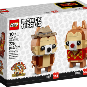 Dive back into childhood with these fun LEGO® BrickHeadz™ style buildable figures of Disney’s adorable chipmunk characters Chip & Dale (40550). This is a super gift idea for kids aged 10 and up, who will love the authentic details of the outfits from the show Chip ’n Dale: Rescue Rangers, which reflect the chipmunks’ individual personalities. With baseplates for display, these delightful construction models will make an eye-catching addition to any cartoon fan’s collection. Brick-built cartoon characters – Buildable LEGO® BrickHeadz™ ǀ Disney Chip & Dale (40550), each in their iconic outfit from Disney’s Chip ‘n Dale: Rescue Rangers Playful display piece – This 226-piece LEGO® ǀ Disney building toy for kids aged 10 and up comes with step-by-step building instructions and includes baseplates for display Gift idea – These creative buildable LEGO® figures measure over 3.5 in. (9 cm) high, 1.5 in. (4 cm) wide and 1.5 in. (4 cm) deep. Give the set to a fan of cartoons or Disney’s Chip ‘n Dale as a treat