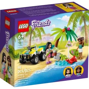 Kids can enjoy fun rescue play with the LEGO® Friends Turtle Protection Vehicle (41697) set. Delight little heroes aged 6+ with an unexpected toy treat, where they can play at helping LEGO Friends Emma save the day by rescuing the baby turtle from the crab. Lots of elements for maximum value – includes a rescue ATV, a surfboard, 2 mini-dolls, including LEGO Friends Emma, and 3 animal figures Perfect for everyday heroes aged 6+ – Know an animal-loving kid who deserves a treat? This animal rescue toy can be given as a birthday gift for kids or an impulse, just-because surprise Go-anywhere vehicle for anytime fun – Measuring over 1 in. (5 cm) high and 3 in. (10 cm) wide, this fun ATV and trailer can be popped in a bag to rescue kids whenever boredom strikes All LEGO® Sets are rigorously tested to satisfy child-safety standards