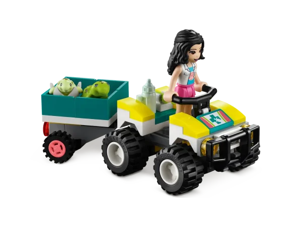 Kids can enjoy fun rescue play with the LEGO® Friends Turtle Protection Vehicle (41697) set. Delight little heroes aged 6+ with an unexpected toy treat, where they can play at helping LEGO Friends Emma save the day by rescuing the baby turtle from the crab. Lots of elements for maximum value – includes a rescue ATV, a surfboard, 2 mini-dolls, including LEGO Friends Emma, and 3 animal figures Perfect for everyday heroes aged 6+ – Know an animal-loving kid who deserves a treat? This animal rescue toy can be given as a birthday gift for kids or an impulse, just-because surprise Go-anywhere vehicle for anytime fun – Measuring over 1 in. (5 cm) high and 3 in. (10 cm) wide, this fun ATV and trailer can be popped in a bag to rescue kids whenever boredom strikes All LEGO® Sets are rigorously tested to satisfy child-safety standards