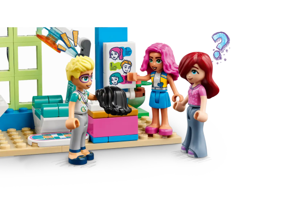 Kids aged 6 and up will love exploring the LEGO® Friends Hair Salon (41743) with Paisley and Olly. This set tells the story of shy Paisley, who is worried about getting her hair cut because she doesn’t know what style will suit her. But her kind friend Olly is here to reassure her. Kids can act out the adventure as the friends head to Nadia’s hair salon to create Paisley’s new look. There’s lots to discover, with washing and styling areas inside the salon and a gumball machine, scooter parking area and a bench outside. When Paisley is ready, kids can swap the hairpiece and facial expression to reveal her new style. Boost the fun Kids can enjoy an easy and intuitive building adventure with the LEGO Builder app. Here they can zoom in and rotate models in 3D, save sets and track their progress. Welcome to the next generation of Heartlake City Kids can make friends, discover exciting locations and act out real-life adventures in the LEGO Friends universe. Hair salon building set for kids aged 6+ – Introduce kids who love creative play to the world of building and role play with this fun LEGO® Friends Hair Salon set (41743) 3 mini-dolls – The set comes with LEGO® Friends characters Paisley, Olly and Nadia, the hair salon building with its detailed interior and exterior, plus Olly’s scooter and a park bench Hair salon extras – The set includes accessories such as plants, hair products, money, a gumball machine, sign, heat lamp and a sweeping brush Change Paisley’s look – Kids can swap Paisley’s hair and facial expression to show the different looks from before and after her trip to the hair salon A gift for kids – This LEGO® Friends toy set makes a fun birthday, holiday or any-other-day gift for kids aged 6 and up who would love to build and play with a Hair Salon Measurements – Hair Salon measures over 5.5 in. (14 cm) high, 9.5 in. (25 cm) wide and 3.5 in. (9 cm) deep A fun way to build – Discover intuitive buildinginstructions in the LEGO® Builder app, where kids can zoom in and rotate models in 3D, track progress and save sets as they develop new skills A new generation of Heartlake City – In January 2023, the LEGO® Friends universe expanded to introduce new characters and new locations to inspire more role-play adventures A quality product – All LEGO® components meet strict industry standards to ensure they are consistent, compatible and easy to build with: it’s been that way since 1958 Safetyfirst – LEGO® Friends bricks and pieces are dropped, heated, crushed, twisted and analyzed to make sure they meet stringent global safety standards