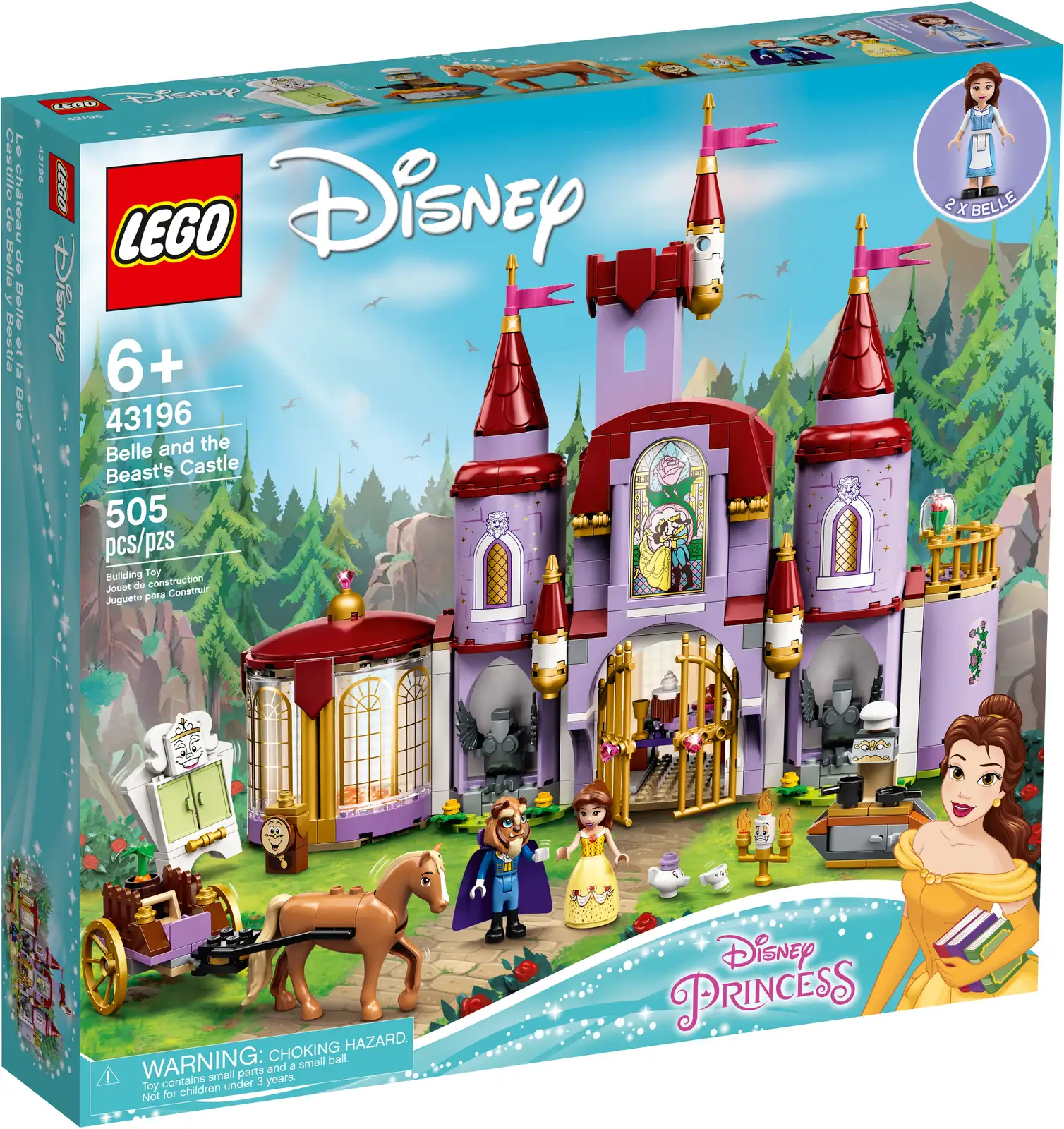 Magic and mystery await Disney’s Beauty and the Beast fans with this detailed LEGO® ǀ Disney Belle and the Beast’s Castle (43196) set. In addition to the castle, this set comes with printed picture instructions and digital Instructions PLUS. Using the LEGO Building Instructions app lets even younger builders feel like real master builders… awesome! Wonderful characters start the play This detailed set comes with Disney’s Beast (remove the Beast head to transform him into the Prince) and 2 Belle mini-doll figures, plus Philippe the horse, who Belle can ride, and 6 other well-known Beauty and the Beast LEGO figures. The set features several fun play starters that inspire kids to dive into their own imaginative world of magic and adventure. Exciting role-play fun Kids can play out their Disney Princess fantasies with this buildable toy set. The castle can be used on its own or with other LEGO sets for more fun story options. It makes a perfect on-trend gift or unique present for a young fan. Inspire magical, creative play with this amazing LEGO® ǀ Disney Belle and the Beast’s Castle (43196) set, a great treat for kids and fans of Disney’s Beauty and the Beast. Create a 2-story castle with a spinning dance floor, rotating closet, 3 mini-doll figures (including 2 versions of Belle and a Beast head for the Prince), Philippe the horse and 6 other LEGO® figures. This cool LEGO® ǀ Disney set is loaded with accessories, including a ripped portrait of the Prince and an enchanted rose. Perfect for playing out favorite movie scenes or open-ended role-play fun. Any fan of Disney’s Beauty and the Beast will love this set. The castle is full of known and unexpected details, making an exciting and unique construction toy gift for boys and girls aged 6 and up. With the castle measuring over 10.5 in. (27 cm) high and 12.5 in. (32 cm) wide, this set is both gorgeous to look at and perfect for encouraging lots of creative role-play fun. Printed building instructions are great but digital Instructions PLUS are awesome! Using the LEGO® Building Instructions app, even younger builders can zoom in on and visualize models as they build. Give youngsters great characters and scenes to play out with LEGO® ǀ Disney sets. This fun building toy offers story starters that help build children’s creativity and imagination skills. LEGO® components meet rigorous industry standards to ensure they are consistent, compatible and connect and pull apart reliably every time – it’s been that way since 1958. LEGO® components are dropped, heated, crushed, twisted and analyzed to make sure they meet strict global safety standards.