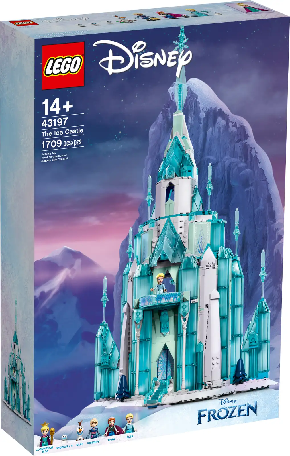 Older kids and adults alike will love building this incredible LEGO® ǀ Disney The Ice Castle (43197) toy set, featuring a challenging build full of details linking to the movies, a smaller Arendelle castle build, plus printed building instructions and digital Instructions PLUS. A unique Frozen building experience Fans of the movies will instantly recognize the castle with the curved, double-sided staircase that leads up to the throne room, the glistening ice fountain, the balcony and much more. Builders can spend hours discovering everything as they assemble and play with the castle, or set it up for display. Remarkable model Standing impressively tall, this challenging model will engage fans for hours, with Disney’s Anna, 2 versions of Elsa in her coronation look as well as her iconic outfit, Kristoff and Olaf, plus 4 LEGO Snowgie figures. At over 1,700 pieces, this set will make a meaningful holiday gift that appeals to Disney Frozen fans young and old. Inspire amazement with this outstanding LEGO® ǀ Disney The Ice Castle (43197) set, a great treat to spark fond memories of the beloved movies for up-in-age fans of Disney’s Frozen. Create an impressive model of the iconic castle, complete with grand staircase, great hall and ice fountain, plus 9 characters, including 4 mini-doll figures and an Olaf LEGO® figure. This amazing LEGO® ǀ Disney set is loaded with accessories, including a miniature, buildable model of Arendelle Castle and a ship in a bottle. Great for reliving movie scenes or open-ended play. Any Disney’s Frozen fan aged 14 and up will love this unique and challenging, buildable model. The castle, with over 1,700 pieces, is full of clever details and makes an incredible gift for anyone. With the castle measuring over 25.5 in. (65 cm) high, 13.5 in. (35 cm) wide and 7.5 in. (19 cm) deep, this set is beautiful on display and perfect for encouraging imaginative role-play fun. Want to give builders an awesome building experience? Now you can with digital Instructions PLUS! With intuitive modes like zoom, rotate and ghost mode, it’s LEGO® building for the digital age! Give older kids great characters and more challenging builds with LEGO® ǀ Disney sets. This singular building toy offers story starters that helps boost builders’ creativity and imagination skills. LEGO® components meet rigorous industry standards to ensure they are consistent, compatible and connect and pull apart reliably every time – it’s been that way since 1958. LEGO® components are dropped, heated, crushed, twisted and analyzed to make sure they meet strict global safety standards.