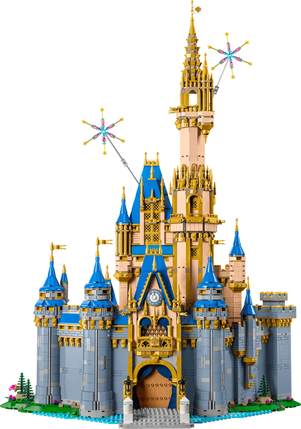 Share your love of Disney Princess characters and their partners with this LEGO® ǀ Disney: Disney Castle (43222) set. Based on several well-known Disney Princess movies, this detailed set showcases different rooms, classic Disney references, nostalgic details, plus a special time capsule commemorating 100 years of Disney movies, all in a unique castle designed for display. It also features a spinning dance floor in the grand ballroom and an ‘enchanted’ fireplace that rotates to reveal the iconic spinning wheel from the Sleeping Beauty movie. The ultimate collectible This premium, detailed LEGO set includes 8 minifigures of well-known characters from beloved Disney movies – Disney’s Cinderella, Prince Charming, Snow White, Prince Florian, Princess Tiana, Prince Naveen, Rapunzel and Flynn Ryder. The included minifigures can encourage younger kids’ role-play fun, but the set isn’t just a toy. This uniquely collectible castle also looks incredibly impressive on display. Share the joy – Give any Disney Princess fan aged 18 and up a gift full of details to inspire creative joy with this LEGO® ǀ Disney: Disney Castle (43222) set Display your build – This detailed set features 4,837 pieces that create a multi-level castle full of rooms, details, features and functions to spark joy and nostalgia at every turn Well-known characters – The set features 8 LEGO® minifigures: Disney’s Cinderella, Prince Charming, Snow White, Prince Florian, Princess Tiana, Prince Naveen, Rapunzel and Flynn Ryder Creative build – A challenging build full of hidden details for any Disney fan to enjoy. Explore the world within the castle as you bring it to life and create an impressive display piece to admire Distinctive gift – The castle measures over 31.5 in. (80 cm) high, 23 in. (59 cm) wide and 13 in. (33 cm) deep, and makes a fun gift idea for yourself or anyone with a passion for Disney movies Digital building instructions – The LEGO® Builder app features a digital version of the building instructions included with this set Illustrated instructions – This eye-catching set comes with a premium booklet featuring details about the castle and model concept, a designer interview and instructions to guide you through the build Uncompromising quality – Ever since 1958, LEGO® components have met stringent industry standards to ensure they connect consistently Safety first – LEGO® components are dropped, heated, crushed, twisted and analyzed to make sure they meet rigorous global safety standards