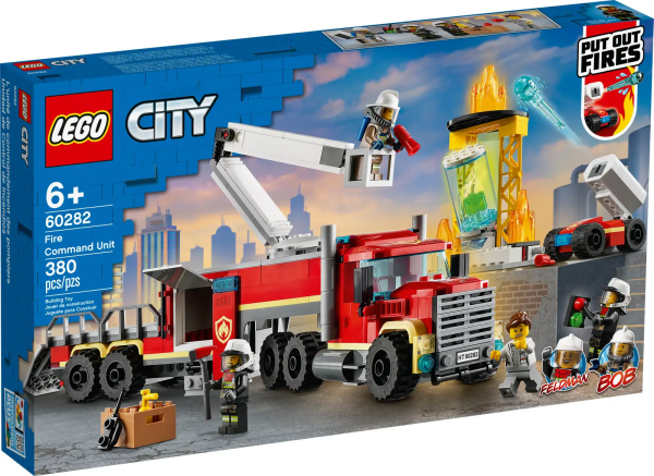 This exciting LEGO® City Fire Command Unit (60282) playset includes a classic fire truck with a functioning cherry picker arm. Kids also get a host of LEGO City TV characters, including Bob, Feldman and Toastie the firefighter robot complete with a water cannon that shoots water elements. Transport your little hero to the heart of the LEGO City Adventures TV series, where they get to decide the script! Ideal building toy for kids aged 5 and up You'll find easy-to-follow building instructions for this LEGO City playset in the box. Or you can download Instructions PLUS, part of the free LEGO Building Instructions app for smartphones and tablets. This interactive construction guide, with amazing zoom and rotate viewing tools, quickly turns kids into master builders! Creative play for kids LEGO City fire playsets deliver a world of fun where creativity can thrive, with feature-rich buildings, realistic vehicles and exciting characters that inspire imaginative play based on real-life scenarios. Kids can play out stories from the popular LEGO® City Adventures TV series with the LEGO City Fire Command Unit (60282) playset, featuring realistic vehicles and fun characters from the TV show. What’s in the box? A cool toy fire truck with functioning cherry picker, a science lab setting with stackable LEGO® flames, plus LEGO City TV characters Toastie the firefighter robot, Bob and Feldman. Kids can elevate the fire truck's cherry picker, shoot water elements from Toastie the firefighting robot to knock out the LEGO® flames, and play out stories featuring fun LEGO City TV characters. This high-quality playset makes an impressive Christmas, birthday or any-other-day gift for fans of the LEGO® City Adventures TV series and for kids who love creative play. When built, the fire truck (with cherry picker retracted) measures over 4 in. (10 cm) high, 13 in. (33 cm) long and 2.5 in. (6 cm) wide. The fire truck has a compartment for storing the firefighting accessories, plusa trailer with a ramp for transporting Toastie the firefighter robot. Includes 3 firefighter minifigures with helmets. Comes with easy-to-follow building instructions and Instructions PLUS – an interactive guide for budding builders that’s part of the free LEGO® Building Instructions app for smart devices. LEGO® City fire sets nurture imaginative role play and open-ended adventures in realistic settings with detailed buildings, cool vehicles and fun characters loved by kids. Have you ever wondered how LEGO® bricks connect and pull apart so consistently? It’s because LEGO components are produced to meet strict industry standards for quality. LEGO® pieces are rigorously tested to make sure all LEGO building playsets meet stringent global standards for safety.