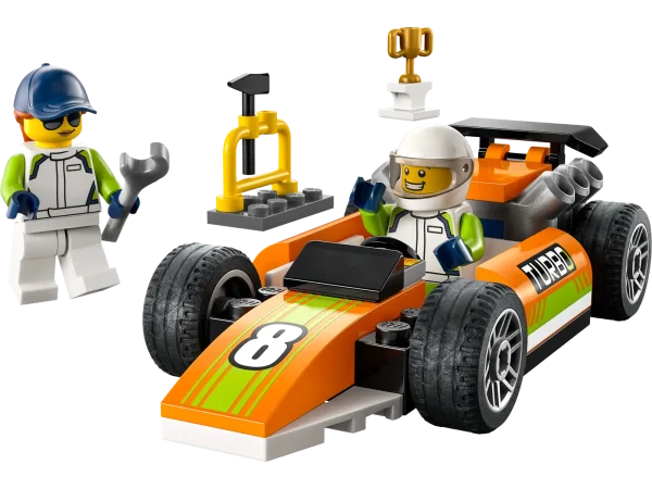 Introduce kids to a world of fun and excitement with this LEGO® City Race Car (60322) toy playset, featuring an F1-style car, plus tools and a winner’s trophy. Just add the mechanic and racing driver minifigures for hours of exciting racing adventures! Building fun for boys and girls aged 4 and up This 4+ toy construction set includes a pictorial printed building guide and a LEGO Starter Brick element – a pre-molded base from which to start building. You also get digital building instructions, available in the free LEGO Building Instructions app for smartphones and tablets. This amazing interactive guide lets kids zoom, rotate and visualize the finished model from all angles as they build. A world of fun LEGO City Great Vehicles playsets put kids at the heart of the action with cool toys that shift imaginative play into top gear. Children get to explore all kinds of land, air and water vehicles and play out fun scenarios that depict real life in an exciting way. Racing action for kids aged 4+ – Move imaginative play into the fast lane with this LEGO® City Race Car (60322) toy playset. A fun introduction to the LEGO City Great Vehicles universe What’s in the box? – Everything kids need to create a toy Race Car, plus a winner’s trophy, tools and driver and mechanic minifigures F1-style detailing – Kids get to explore the toy race car as they build, before popping the driver behind the wheel for hours of imaginative racing fun A fun anytime gift – This LEGO® City Great Vehicles race car toy building set can be given as a birthday, holiday or any-other-day gift for kids aged 4 and up Play on the go – When built, the race car measures over 1 in. (3 cm) high, 4 in. (11 cm) long and 2 in. (5 cm) wide, so it can be played with wherever kids go Includes fun minifigure accessories – This race car playset comes with a toy LEGO® hammer, wrench, crash helmet and winner’s trophy, for race action and minifigure pit-stop repairs Guidance for younger builders – This 4+ set includes a LEGO® Starter Brick element, pictorial building guide and digital building instructions, available in the free LEGO Building Instructions app Shift creative play up a gear – LEGO® City Great Vehicles playsets come with realistic toy vehicles and fun characters. Kids develop key skills and confidence as they build and play Quality assured – All LEGO® components meet stringent industry standards to ensure they are consistent, compatible and fun to build with: it’s been that way since 1958 Safety first – LEGO® components are dropped, heated, crushed, twisted and analyzed to make sure they meet strict global standards for safety