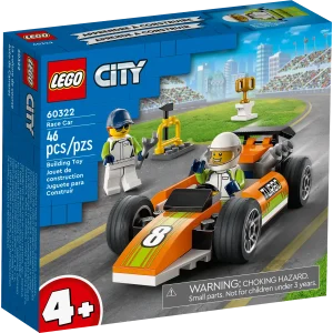 Introduce kids to a world of fun and excitement with this LEGO® City Race Car (60322) toy playset, featuring an F1-style car, plus tools and a winner’s trophy. Just add the mechanic and racing driver minifigures for hours of exciting racing adventures! Building fun for boys and girls aged 4 and up This 4+ toy construction set includes a pictorial printed building guide and a LEGO Starter Brick element – a pre-molded base from which to start building. You also get digital building instructions, available in the free LEGO Building Instructions app for smartphones and tablets. This amazing interactive guide lets kids zoom, rotate and visualize the finished model from all angles as they build. A world of fun LEGO City Great Vehicles playsets put kids at the heart of the action with cool toys that shift imaginative play into top gear. Children get to explore all kinds of land, air and water vehicles and play out fun scenarios that depict real life in an exciting way. Racing action for kids aged 4+ – Move imaginative play into the fast lane with this LEGO® City Race Car (60322) toy playset. A fun introduction to the LEGO City Great Vehicles universe What’s in the box? – Everything kids need to create a toy Race Car, plus a winner’s trophy, tools and driver and mechanic minifigures F1-style detailing – Kids get to explore the toy race car as they build, before popping the driver behind the wheel for hours of imaginative racing fun A fun anytime gift – This LEGO® City Great Vehicles race car toy building set can be given as a birthday, holiday or any-other-day gift for kids aged 4 and up Play on the go – When built, the race car measures over 1 in. (3 cm) high, 4 in. (11 cm) long and 2 in. (5 cm) wide, so it can be played with wherever kids go Includes fun minifigure accessories – This race car playset comes with a toy LEGO® hammer, wrench, crash helmet and winner’s trophy, for race action and minifigure pit-stop repairs Guidance for younger builders – This 4+ set includes a LEGO® Starter Brick element, pictorial building guide and digital building instructions, available in the free LEGO Building Instructions app Shift creative play up a gear – LEGO® City Great Vehicles playsets come with realistic toy vehicles and fun characters. Kids develop key skills and confidence as they build and play Quality assured – All LEGO® components meet stringent industry standards to ensure they are consistent, compatible and fun to build with: it’s been that way since 1958 Safety first – LEGO® components are dropped, heated, crushed, twisted and analyzed to make sure they meet strict global standards for safety