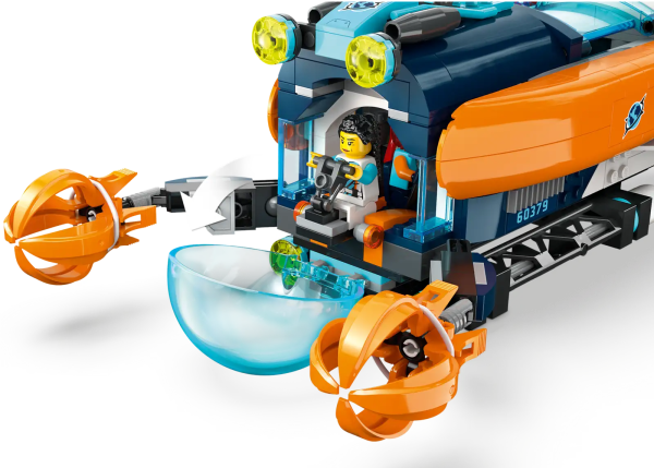 The LEGO® City Deep-Sea Explorer Submarine (60379) is loaded with features and realistic details. The toy sub comes with a cool bubble cockpit, onboard science lab, underwater drone and a mech-style diving suit for seabed exploration. A shipwreck setting is home to a shark den, giant jellyfish and sunken treasure. Just add the 6 minifigures for hours of imaginative role play. Includes interactive digital building instructions This 7+ playset includes a pictorial building guide and instructions in the LEGO Builder app – an amazing digital guide that enables kids to explore and save virtual playsets, track their own building progress, zoom in and rotate and view models from all angles while they build. Cool toys for budding explorers LEGO City playsets come with cool vehicles, realistic structures and fun characters for hours of imaginative play and can be combined with other sets from the LEGO City range. Ocean exploration playset – The LEGO® City Deep-Sea Explorer Submarine (60379) is loaded with equipment and features for staging exciting underwater exploration adventures What's in the box? – All kids need to build a deep-sea submarine, drone, diving suit, shipwreck setting and 6 explorer minifigures, plus 1 skeleton, 3 shark, 2 jellyfish and 4 fish figures Fun functions add to the play – The toy shipwreck setting features 2 circling sharks and a shark-surprise function A treat for fans of imaginative play – Makes a fun birthday, holiday or any-day gift for budding explorers aged 7 and up Dimensions – The Explorer Submarine measures over 4.5 in. (11 cm) high, 12 in. (31 cm) long and 6.5 in. (17 cm) wide Minifigure accessories – The LEGO® toy accessories in this set include a camera, scanner, wrench, syringe, scissors, crowbar, sword, jewel and 2 flashlights Includes an interactive guide – Discover the LEGO® Builder app. Here kids can explore and save virtual playsets, track building progress, zoom in and rotate and view models in 3D while they build Action without limits – Unleash more fun and adventures when you combine this set with others from the LEGO® City range Toys you can rely on – All LEGO® components meet strict industry standards to ensure they are consistent, compatible and fun to build with: it’s been that way since 1958 Tested to the max – LEGO® bricks and pieces are dropped, heated, crushed, twisted and analyzed to make sure they meet stringent global standards for safety