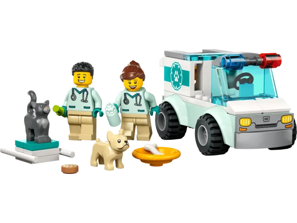 Budding vets and animal-lovers aged 4+ will enjoy this LEGO® City Vet Van Rescue (60382) building set, featuring a toy rescue vehicle with a removable stretcher, 2 veterinary minifigures, dog and cat figures and fun accessories for hours of imaginative pet-care play. Designed for preschoolers and youngsters This 4+ playset comes with a LEGO Starter Brick element, pictorial instructions and the LEGO Builder app – a digital building companion with intuitive zoom and rotate tools that enable kids to visualize the finished model from all angles as they build. A play-and-learn building toy LEGO City sets help kids develop confidence and key life skills with realistic toys and fun characters that inspire open-ended imaginative play. Animal-care toy playset for kids aged 4+ – Budding vets and animal lovers will adore this LEGO® City Vet Van Rescue (60382) play-and-learn building set What’s in the box? – Everything kids need to create a toy animal-rescue vehicle, plus 2 vet minifigures, dog and cat figures and fun accessories Imaginative play – Kids can help the poorly pets onto the stretcher, before popping the vet minifigures into the driver’s cab and heading to the nearest vet clinic A fun anytime gift – This vet-themed playset can be given as a birthday, holiday or any-other-day gift for kids aged 4 and up Dimensions – The veterinary van measures over 2 in. (5 cm) high, 3.5 in. (9 cm) long and 1.5 in. (5 cm) wide Fun-LEGO® minifigure accessories – Includes a toy syringe, baby bottle, dog bowl and bone Guidance for younger builders – This 4+ set includes a LEGO® Starter Brick element, a simple pictorial building guide and digital mentoring via the LEGO Builder app A play-and-learn buildingtoy – LEGO® City sets help kids develop confidence and key life skills with fun toys and characters that inspire open-ended imaginative play Quality assured – All LEGO® components meet stringent industry standards to ensure they are consistent, compatible and fun to build with: it’s been that way since 1958 Safety first – LEGO® components are dropped, heated, crushed, twisted and analyzed to make sure they meet strict global standards for safety