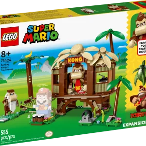 Children can build a colorful jungle level and role-play stories with this LEGO® Super Mario™ Donkey Kong’s Tree House Expansion Set (71424). The tree house is packed with authentic details to delight Donkey Kong™ fans, including a buildable TV, radio and a secret compartment. Kids can use their LEGO® Mario™, LEGO® Luigi™ or LEGO® Peach™ figures (not included) to ride on Donkey Kong’s back, nap in the hammock, knock a banana off the palm tree and gift it to Donkey Kong, ‘play’ the conga drums, visit Cranky Kong and more to earn digital coin rewards. Note: the 71360, 71387 or 71403 Starter Course is required for interactive play. Companion app Download the LEGO Super Mario app for building instructions and other inspiring stuff to enhance the creative experience. Collectible building toys A top gift idea for kids aged 8 and up – and anyone who loves Donkey Kong – this modular set combines with other LEGO Super Mario toy playsets to create unlimited unique levels. Join the DK crew at Donkey Kong’s Tree House (71424) – Kids team up with Donkey Kong™ in the jungle for banana-gifting, conga drum-playing fun with this colorful LEGO® Super Mario™ Expansion Set 2 LEGO® Super Mario™ figures from the Donkey Kong™ world: Donkey Kong and Cranky Kong Authentic details – Explore the tree house with its buildable TV, radio and secret compartment, nap in the hammock, knock a banana off the palm tree, ‘play’ the conga drums and more Friendship play – Ride on Donkey Kong’s back with LEGO® Mario™, LEGO® Luigi™ or LEGO® Peach™ (figures not included), ‘give’ Donkey Kong™ a banana and visit Cranky Kong several times to gain a reward Gift for ages 8 and up – This 555-piece set makes a fun birthday or holiday gift for kids who own a LEGO® Super Mario™ Starter Course (71360, 71387 or 71403), which is needed for interactive play Rebuild and combine – Measuring over 7.5 in. (19 cm) high, 18 in. (46 cm) wide and 6.5 in. (17 cm) deep in its basic formation, this modular set combines with other LEGO® Super Mario™ toy playsets Digital instructions – Download the LEGO® Super Mario™ app for building instructions, inspiration and more. For a list of compatible Android and iOS devices, visit LEGO.com/devicecheck Encourage kids’ creativity – Collectible LEGO® Super Mario™ toys are designed for solo or social play, offering coin-collecting fun and limitless creative challenges through expansion and rebuilding Premium quality – LEGO® building bricks satisfy rigorous industry quality standards, ensuring that they connect simply and strongly for robust builds Safety is a priority – LEGO® components are dropped, heated, crushed, twisted and analyzed to make sure that they comply with stringent global safety standards