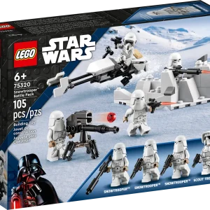 Let young fans build their own army and recreate Star Wars: The Empire Strikes Back action with the Snowtrooper Battle Pack (75320). It features 4 LEGO® minifigures with assorted blaster weapons, a buildable Imperial Hoth speeder bike, stud-shooting E-Web heavy repeating blaster and snow trench with extra ammunition. This building toy makes an awesome little gift or reward for creative kids aged 6 and up, to boost their collection of Snowtroopers and add new play possibilities to their other LEGO Star Wars™ sets. Digital building tools This set comes with step-by-step building instructions. And check out digital instructions on the LEGO Building Instructions app, with zoom and rotate viewing tools to enhance the experience. Creative fun The LEGO Group has been creating brick-built versions of iconic Star Wars starships, vehicles, locations and characters for over two decades. There is a huge array of buildable models for play and display that will excite fans all ages. Building set for battle play – With this LEGO® Star Wars™ Snowtrooper Battle Pack (75320), youngsters can build an army and reimagine epic Star Wars: The Empire Strikes Back scenes 4 LEGO® minifigures – A Hoth Scout Trooper and 3 Snowtroopers, plus 2 blaster guns, a blaster rifle and blaster pistol Mini builds – An Imperial Hoth speeder bike (which also combines with the 75313 AT-AT set), stud-shooting E-Web heavy repeating blaster and a snow trench with extra ammunition Gift idea for ages 6 and up – Give this 105-piece building toy to any kid who is into Star Wars: The Empire Strikes Back as a birthday or holiday gift or anytime treat Portable play – The speeder bike measures over 1 in. (3 cm) high, 4.5 in. (12 cm) long and 1 in. (3 cm) wide. This compact set will fit in a kid’s backpack ready for play wherever they go Interactive building instructions – Find instructions in the pack and on the free LEGO® Building Instructions app, which features digital viewing tools to enhance the building experience Sets for all ages – LEGO® Star Wars™ sets allow kids and adult fans to recreate iconic scenes, make up their own unique stories or simply display the construction models High quality – LEGO® components meet stringent industry standards, ensuring a simple, secure connection every time Safety first – LEGO® bricks and pieces are tested in almost every way imaginable to make sure they satisfy rigorous safety standards