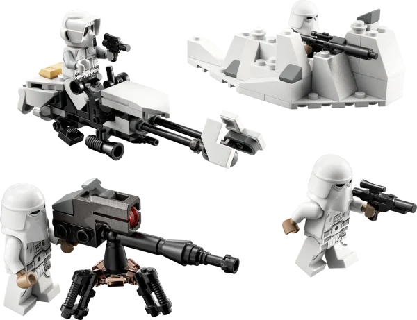 Let young fans build their own army and recreate Star Wars: The Empire Strikes Back action with the Snowtrooper Battle Pack (75320). It features 4 LEGO® minifigures with assorted blaster weapons, a buildable Imperial Hoth speeder bike, stud-shooting E-Web heavy repeating blaster and snow trench with extra ammunition. This building toy makes an awesome little gift or reward for creative kids aged 6 and up, to boost their collection of Snowtroopers and add new play possibilities to their other LEGO Star Wars™ sets. Digital building tools This set comes with step-by-step building instructions. And check out digital instructions on the LEGO Building Instructions app, with zoom and rotate viewing tools to enhance the experience. Creative fun The LEGO Group has been creating brick-built versions of iconic Star Wars starships, vehicles, locations and characters for over two decades. There is a huge array of buildable models for play and display that will excite fans all ages. Building set for battle play – With this LEGO® Star Wars™ Snowtrooper Battle Pack (75320), youngsters can build an army and reimagine epic Star Wars: The Empire Strikes Back scenes 4 LEGO® minifigures – A Hoth Scout Trooper and 3 Snowtroopers, plus 2 blaster guns, a blaster rifle and blaster pistol Mini builds – An Imperial Hoth speeder bike (which also combines with the 75313 AT-AT set), stud-shooting E-Web heavy repeating blaster and a snow trench with extra ammunition Gift idea for ages 6 and up – Give this 105-piece building toy to any kid who is into Star Wars: The Empire Strikes Back as a birthday or holiday gift or anytime treat Portable play – The speeder bike measures over 1 in. (3 cm) high, 4.5 in. (12 cm) long and 1 in. (3 cm) wide. This compact set will fit in a kid’s backpack ready for play wherever they go Interactive building instructions – Find instructions in the pack and on the free LEGO® Building Instructions app, which features digital viewing tools to enhance the building experience Sets for all ages – LEGO® Star Wars™ sets allow kids and adult fans to recreate iconic scenes, make up their own unique stories or simply display the construction models High quality – LEGO® components meet stringent industry standards, ensuring a simple, secure connection every time Safety first – LEGO® bricks and pieces are tested in almost every way imaginable to make sure they satisfy rigorous safety standards