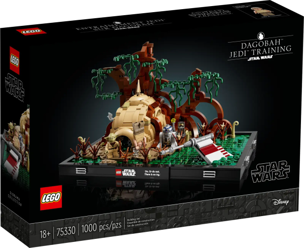 Focus, you must, to construct this LEGO® Star Wars™ Dagobah Jedi Training Diorama (75330). This brick-built display model is packed with instantly recognizable details from an iconic Star Wars: The Empire Strikes Back scene. Recreate Yoda’s hut in the swamps of Dagobah, and the wing of Luke Skywalker’s sunken X-wing. Add the LEGO minifigures of Yoda and Luke Skywalker, plus an R2-D2 LEGO droid figure (Luke and R2-D2 feature new-for-May-2022 decoration). To complete a nostalgic display piece, attach the plaque bearing Yoda’s words: “Do. Or do not. There is no try.” Step-by-step guide A great gift idea for fans of the classic Star Wars trilogy, the set includes clear building instructions so even LEGO newcomers can enjoy the fun, creative experience. Galaxy of joy It began a long time ago, in a galaxy far, far away. Now the saga continues in your own home with a collection of top-quality LEGO Star Wars sets for adults, including other buildable dioramas depicting memorable scenes. Detailed Dagobah Jedi Training Diorama (75330) – Channel the focus of Jedi Master Yoda as you recreate an iconic Star Wars: The Empire Strikes Back scene with LEGO® bricks 2 LEGO® Star Wars™ minifigures and a LEGO droid figure – Luke Skywalker and Yoda with his walking stick, plus R2-D2 to bring the buildable scene to life Made for display – Build Yoda’s hut on the planet Dagobah, plus the wing of Luke Skywalker’s X-wing sticking out of the swamp. Attach a plaque reading ‘Do. Or do not. There is no try’, as said by Yoda Build your collection – This set is part of a series of collectible LEGO® Star Wars™ build-to-display diorama models, each depicting a beloved Star Wars scene Gift idea – Treat yourself or give this 1,000-piece set as a holiday gift or birthday present to an adult Star Wars™ fan, passionate LEGO® builder or collector of LEGO Star Wars dioramas Brick-built Star Wars™ memorabilia designed to spark nostalgia – This diorama measures over 6 in. (16 cm) high, 11 in. (29 cm) wide and 6.5 in. (17 cm) deep Step-by-step guide – Are you a newcomer to LEGO® building sets? No problem. There are illustrated instructions in the box to help you build with the confidence of Jedi Master Yoda From a galaxy far, far away to your living room – LEGO® Star Wars™ sets for adults are designed for you, the discerning hobbyist who enjoys hands-on creative projects to relax and recharge Premium quality – Since 1958, LEGO® components have met rigorous industry standards to ensure they are consistent, compatible and connect securely Safety compliance – LEGO® bricks and pieces are dropped, heated, crushed, twisted and analyzed to make sure that they comply with strict global safety standards