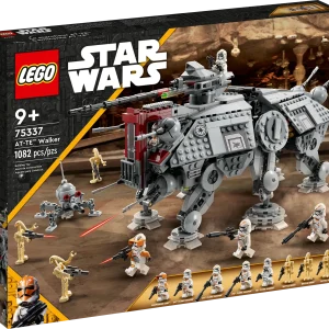 Recreate the Battle of Utapau with this fantastic LEGO® Star Wars™ AT-TE Walker (75337). A great gift idea for Star Wars: Revenge of the Sith fans aged 9 and up, this building toy features posable legs, a 360-degree-rotating elevating heavy blaster cannon with 2 stud shooters, a detachable minifigure cockpit and 2 detailed cabins with space for up to 7 LEGO minifigures in total. Each of the cabins opens for easy play and an extendable handle makes it simple to lift and move the AT-TE. Battle action The set includes 5 LEGO minifigures – Commander Cody, a 212th Clone Gunner and 3 212th Clone Troopers – to pit against 3 Battle Droid LEGO figures and a buildable Dwarf Spider Droid, plus assorted cool weapons. Find building instructions in the box and on the LEGO Building Instructions app, which has interactive viewing tools to enhance the creative experience. Popular building toys Explore the entire LEGO Star Wars range to discover other construction sets to delight people of all ages. AT-TE Walker building toy (75337) – Kids can recreate the Battle of Utapau with this detailed LEGO® Star Wars™ version of an AT-TE Walker from Star Wars: Revenge of the Sith 5 LEGO® minifigures and 3 LEGO droid figures – Commander Cody, a 212th Clone Gunner, 3 212th Clone Troopers and 3 Battle Droids, all with weapons, plus a buildable Dwarf Spider Droid Designed for play – The AT-TE has posable legs and an extendable handle to lift and move it, and the detachable cockpit and the 2 detailed cabins for Clone Troopers are easy to access Playful features – A 360-degree-rotating elevating heavy blaster cannon with 2 stud shooters and a seat for the 212th Clone Gunner, 6 blaster cannons, 2 thermal detonator elements and more Gift idea for ages 9 and up – Give this 1,082-piece buildable toy playset as a birthday or holiday gift to kids who love Star Wars: Revenge of the Sith and any LEGO® Star Wars™ collector Build together – Kids and their friends, siblings or parents can share the fun of building the AT-TE Walker, which measures over 7.5 in. (19 cm) high, 17 in. (44 cm) long and 9.5 in. (24 cm) wide App-assisted building – Find step-by-step illustrated instructions in the box and check out the LEGO® Building Instructions app for digital instructions and interactive viewing tools Fun for all ages – LEGO® Star Wars™ building sets allow kids and adult fans to recreate their favorite scenes, make up original stories or simply display the buildable models Quality assurance – LEGO® bricks and pieces meet stringent quality standards, ensuring that they are compatible and connect securely for robust builds Safety first – LEGO® components are thoroughly tested to make sure that they satisfy rigorous global safety standards