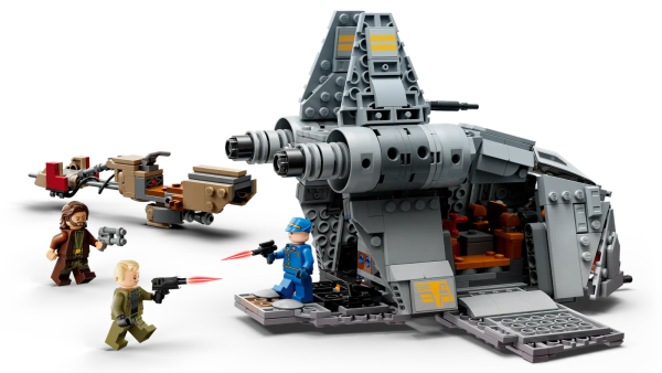 Star Wars: Andor fans can play out an action-packed Ambush on Ferrix with this LEGO® Star Wars™ (75338) set. It features a Mobile Tac-Pod with an opening top and side for easy access to the detailed interior, adjustable wings for flight and landing modes and a rotating double stud shooter, plus a speeder bike for Cassian Andor and Luthen Rael to ride on. There are 3 LEGO minifigures, each with a blaster pistol for battle play. App-assisted building This construction toy playset makes a top gift for kids aged 9 and up. Fun to build solo or with others, it comes with illustrated building instructions. And check out the LEGO Building Instructions app for digital instructions and intuitive viewing tools. Cool building toys The LEGO Group has been recreating iconic starships, vehicles, locations and characters from the Star Wars universe since 1999. There is a huge array of buildable models for play and display that will excite fans all ages. Buildable LEGO® Star Wars: Andor vehicle toy playset (75338) – Kids can play out an Ambush on Ferrix with this set, featuring a Mobile Tac-Pod, speeder bike and 3 Star Wars: Andor characters 3 LEGO® Star Wars™ minifigures – Cassian Andor, Luthen Rael and Syril Karn, each with blaster pistols for battle play Mobile Tac-Pod – Opening top and sides for access to the detailed interior, pilot seat, space for up to 5 LEGO® minifigures, adjustable wings, rotating double stud shooter and a rear access ramp Speeder bike – Seats for Cassian Andor and Luthen Rael, plus clips to attach their weapons Gift idea for ages 9 and up – Give this 679-piece set as a birthday or holiday gift to any Star Wars: Andor fan and creative kids who love LEGO® Star Wars™ buildable toy playsets Build together – Kids and their friends, siblings or parents can share the fun of building the Mobile Tac-Pod, which measures over 4.5 in. (11 cm) high, 9 in. (23 cm) long and 7 in. (17 cm) wide Printed and digital instructions – Step-by-step illustrated instructions are included and the LEGO® Building Instructions app offers digital instructions and interactive viewing tools Construction toys for all ages – LEGO® Star Wars™ sets allow kids and adult fans to recreate iconic scenes, invent original stories or simply display the brick-built models Quality assurance – LEGO® bricks and pieces meet stringent quality standards, ensuring that they are compatible and connect simply and securely Safety first – LEGO® components are dropped, heated, crushed, twisted and carefully analyzed to make sure that they comply with strict global safety standards
