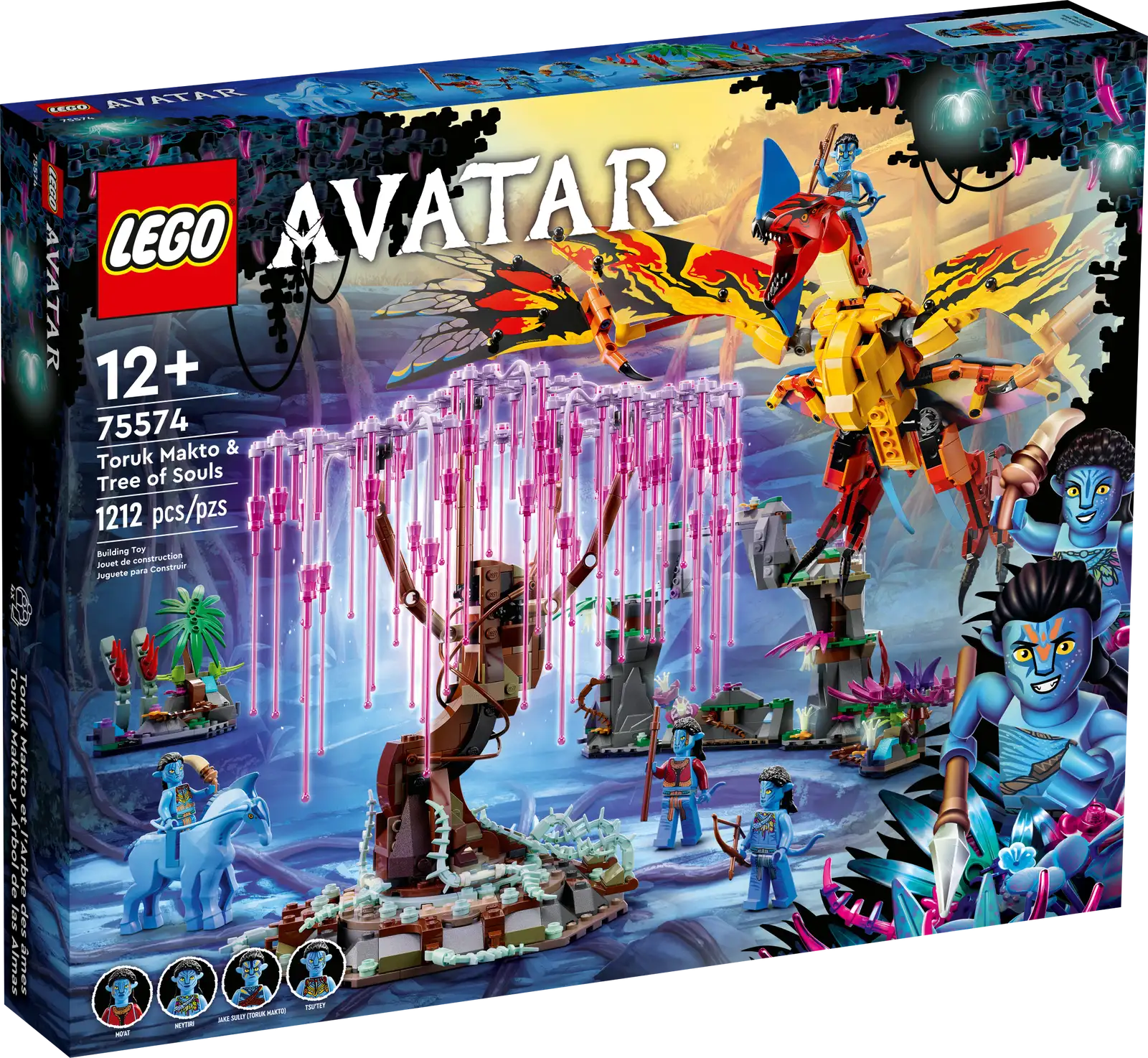 Help a kid aged 12+ who loves science fiction animal trends with this LEGO® Avatar Toruk Makto & Tree of Souls (75574) building toy set. The set includes Jake Sully, Neytiri, Mo’at and Tsu’Tey Na’vi minifigures, a posable Toruk figure with foil wings, Direhorse figure and a buildable Tree of Souls, plus 3 environment builds with glow-in-the-dark elements. Impactful Avatar story Expand a child’s passion for the movie with a toy set featuring an iconic location that lets kids replay known scenes or create new ideas independently or as part of a great family moment. Mix and collect sets (sold separately) to build endless versions of Pandora. Discover focused joy With well-known characters and unique creatures and locations, LEGO Avatar sets offer varied story and play options. The models also look great on display, with a detailed environment build made for posing the creatures. Older kids and fans can enjoy a joyful focus as they rediscover the vibrant universe. Endless stories – Any Avatar fan or kid aged 12 and up will be proud to build and play with this LEGO® Avatar Toruk Makto & Tree of Souls (75574) toy set and revisit the unique world of Pandora What’s in the box – This LEGO® set includes 4 minifigures, Toruk and Direhorse animal figures with connectors, a buildable Tree of Souls and 3 environment scenes with glow-in-the-dark elements Display or play – Kids and Avatar fans can recreate a meaningful scene from the movie, design a new idea or set up a dynamic display with the Toruk spreading its foil wings over the Tree of Souls Explore facets of Pandora – Passionate fans can spend hours exploring Pandora on the back of a mighty Toruk or Direhorse figure and communing with the Na’vi people through the sacred Tree of Souls Detailed, creative models – The Toruk stands over 9.5 in. (24 cm) high and 15 in. (39 cm) wide without the wing foils; the Tree of Souls measures over 8.5 in. (22 cm) high and 9 in. (23 cm) wide 3 instruction booklets – This and the other LEGO® Avatar sets are designed for social building, with 3 building instruction booklets so friends and families can co-build different parts of the set The world of Avatar – This and other collectible LEGO® Avatar sets (sold separately at different times) make fun holiday or birthday gifts for movie fans and inspire open play for kids of all ages High quality – LEGO® building pieces and sets meet exacting quality standards that ensure they are consistent, compatible and work every time: it’s been that way since 1958 Safety first – LEGO® pieces are tested to ensure that every building toy set meets strict safety standards, ensuring this Avatar set is sturdy, reliable and ready for independent play and fun