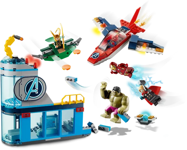 LEGO® Marvel Avengers Wrath of Loki (76152) inspires youngsters to role-play endless imaginative superhero adventures. And, while they play, they’ll acquire developmental skills that’ll last a lifetime. Build, play and learn With LEGO Iron Man, Thor, Hulk, Captain Marvel and Loki minifigures, plus a cool building and awesome vehicles, the scene is set for superhero action and adventure! This LEGO 4+ set is a fun way for preschoolers and youngsters to learn to build. With special Starter Bricks, even first-time builders can experience the joy of construction “by myself”. A simple building guide helps kids understand the building process and grows their confidence, so they feel ready to take on more challenging LEGO projects. Superhero minifigures and cool construction toys If you're looking for the best superhero birthday gift, LEGO Marvel Avengers building toys give kids collectible minifigures, amazing features and endless imaginative superhero fun. LEGO® Marvel Avengers Wrath of Loki (76152) inspires imaginative role-play and creative thinking as kids explore endless play possibilities with superhero minifigures and cool vehicles in an exciting setting. With Iron Man, Thor, Hulk, Captain Marvel and Loki minifigures, plus the Avengers Tower, Quinjet and Loki's glider, kids can recreate Marvel movie scenes and dream up superhero action stories of their own. LEGO® 4+ sets get youngsters building right away with a special Starter Brick. As they build, their confidence grows, and they discover a never-ending universe of amazing characters and creative play possibilities. Packed with fun features and awesome accessories for imaginative play and superhero action, this cool toy construction set is an ideal Christmas or birthday gift for preschoolers and youngsters aged 4 and up. With the playset's Avengers Tower measuring over 6” (16cm) high, this collectible building toy inspires superhero fun on an epic scale – and when the action stops, it looks great on display in any kid’s bedroom. This hands-on, buildable toy doesn’t require batteries. Kids can build and play right away, whenever and wherever they want to. The included simple guide helps youngsters build, play and develop confidence as they learn the purpose of the building steps. LEGO® Marvel Avengers playsets put Marvel movie action into kids hands! With collectible minifigures, buildable toy vehicles, weapons and gadgets, the sets are designed to inspire young minds with imaginative superhero play. LEGO® sets meet the highest industry standards, which means every LEGO construction toy is consistent, compatible and connects and pull apart perfectly every time – and it’s been that way since 1958. LEGO® bricks and pieces are dropped, heated, crushed, twisted and analyzed to ensure every child's LEGO playset meets the highest safety and quality standards in the world.