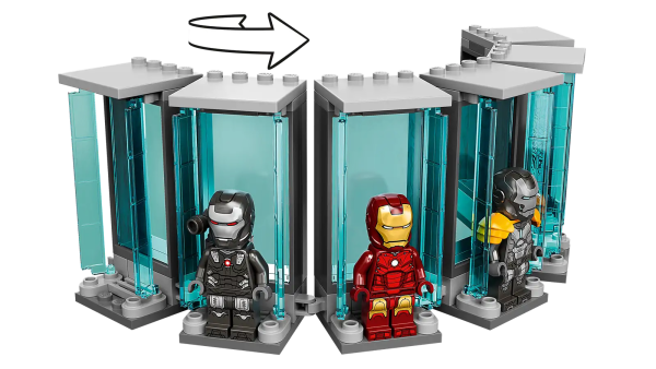 LEGO® Marvel Iron Man Armory (76216) is bursting with authentic details, cool features and iconic minifigures to delight any fan of Marvel Studios’ Infinity Saga movies. A packed playset for Iron Man fans aged 7+ This versatile and feature-packed playset takes kids into the famous room where Iron Man stores his high-tech suit gear. As well as the classic MK3, MK25 and MK85 Iron Man suits there is a workshop area with tools where kids can carry out repairs and a platform where the billionaire Super Hero can change into his chosen armor. There are also 3 holographic displays, a sports car, a robot assistant arm, loads of accessories and popular minifigures, including Tony Stark, Pepper Potts, Nick Fury, War Machine and Whiplash. In addition, the free LEGO Building Instructions app lets kids view, zoom and rotate the model as they build, providing an amazing sense of immersion and interaction during the construction process. Iron Man headquarters – Celebrate Marvel Studios’ Infinity Saga with the LEGO® Marvel Iron Man Armory (76216), packed with authentic details, features and minifigures Marvel characters – Includes 8 minifigures: MK3, MK25 and MK85 Iron Man suits, Tony Stark, Pepper Potts, Nick Fury, War Machine and Whiplash Realistic details – Familiar items from the movies include a sports car with Stark Expo model-map, a robot assistant arm, a work area with tools and loads of authentic accessories Versatile gift idea – This fun-filled set puts endless Iron Man action into the hands of young Super Heroes aged 7 and up Reconfigurable fun – Measuring over 6.5 in. (17 cm) high, 5 in. (13 cm) wide and 2.5 in. (6 cm) deep, and with multiple sections, kids can rearrange and reimagine as they create their own story lines Immersive building experience – The free LEGO® Building Instructions app lets users view, zoom and rotate the model as they build Expand the Super Hero fun – The extensive range of LEGO® Marvel building toys provide children with premium-quality playsets that deliver endless imaginative build-and-play possibilities Quality guaranteed – LEGO® components fulfill stringent industry quality standards to ensure they are consistent, compatible and connect and pull apart easily every time Safety assured – LEGO® components are dropped, heated, crushed, twisted and analyzed to make sure they satisfy rigorous global safety standards