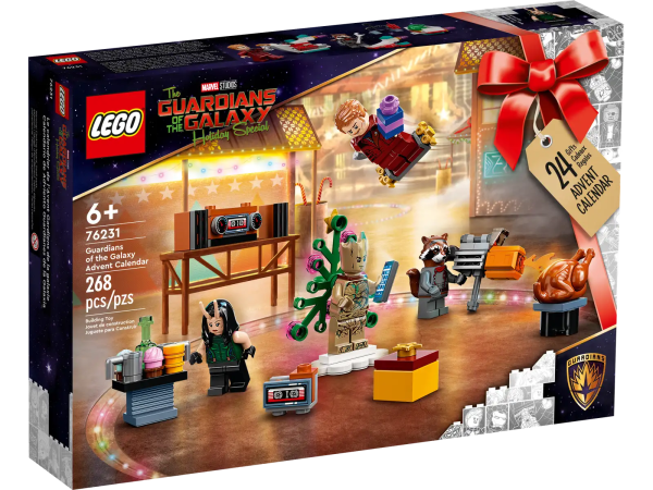 Give any Marvel fan aged 6 and up a holiday treat with the LEGO® Marvel Studios’ Guardians of the Galaxy Advent Calendar (76231). The fun starts on December 1st and continues through the holidays. 24 Super Hero gifts for kids to reveal Behind each of the calendar’s 24 doors is a daily gift for kids to discover throughout the December buildup to Christmas. There are 6 minifigures, including Star-Lord, Rocket, Groot and Mantis, plus mini builds and accessories that kids will recognize as inspired by the Marvel Cinematic Universe and the Disney+ original TV series. There’s a drone, a blaster, the Guardians’ spaceship, a snowman in Thanos’s armor and more. As the big day approaches, kids can mix up the gifts to create endless imaginative Super Hero adventures. 24 daily treats – Behind each door of the LEGO® Marvel Studios’ Guardians of the Galaxy Advent Calendar (76231) is a gift to inspire creative building and imaginative play Iconic characters – Includes Star-Lord, Rocket, Groot and Mantis minifigures and more to combine with mini builds and accessories Mini build models – Buildable play experiences include a drone, a blaster, the Guardians’ spaceship, a snowman in Thanos’s armor and lots more Endlessly versatile – As the big day approaches, kids can mix different gifts together to recreate favorite scenes and Marvel adventures of their own Pre-Christmas treat – With 24 days of surprise gifts, this Advent calendar provides any young Super Hero aged 6 and up with imaginative fun that lasts for months Compatible with other LEGO® sets – The gifts found within the calendar combine easily with all other LEGO Marvel building toys Super Hero sets – All LEGO® Marvel building toys provide children with premium-quality playsetsthat deliver endless imaginative build-and-play possibilities Quality guaranteed – LEGO® components fulfill stringent industry quality standards to ensure they are consistent, compatible and connect easily every time Safety assured – LEGO® components are dropped, heated, crushed, twisted and analyzed to make sure they satisfy rigorous global safety standards