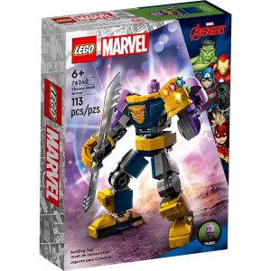 Fans of Marvel's Thanos will love this supersized Super Hero treat. LEGO® Marvel Thanos Mech Armor (76242) takes the universe’s most powerful super villain and makes him even more awesome! This is a great gift for kids aged 6 and up. Adjustable Thanos mech and minifigure The Thanos LEGO minifigure fits neatly into the opening cockpit of the mech. Fully jointed arms, legs and fingers allow it to be positioned and posed for imaginative play-and-display possibilities. The character’s famous double-sided sword, Infinity Gauntlet and Infinity Stones are also included to ensure the adventures never end. For added digital fun, the LEGO Builder app features intuitive zoom and rotate tools that let kids visualize their model as they build. Supersized super villain – LEGO® Marvel Thanos Mech Armor (76242) is a fully jointed giant that puts endless imaginative action into kids’ hands Authentic Marvel action – Includes a Thanos minifigure and a buildable Thanos mech with adjustable arms, legs and fingers, plus the iconic double-sided sword, Infinity Gauntlet and Infinity Stones Easy to position and pose – The Thanos minifigure fits into the opening cockpit of the mech, whose movable limbs adjust for endless play-and-display possibilities Gift for Marvel fans – Give kids aged 6 and up this hands-on, build-and-play toy as a birthday, holiday or any-day treat Take-anywhere figure – Standing over 4 in. (12 cm) tall, this pick-up-and-play building toy delivers big fun wherever kids go Interactive digital building – The LEGO® Builder app features intuitive zoom and rotate tools that let kids visualize their model as they build Unlimited Super Hero fun – The extensive range of LEGO® Marvel building toys is designed to deliver endless imaginative build-and-play possibilities Quality guaranteed – LEGO® components fulfill stringent industry quality standards to ensure they are consistent, compatible and connect smoothly every time Safety assured – LEGO® components are dropped, heated, crushed, twisted and analyzed to make sure they satisfy rigorous global safety standards