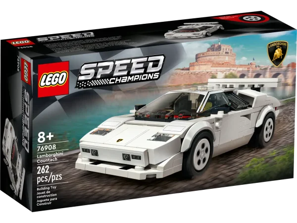 Kids and car enthusiasts now have the chance to explore one of the world’s most iconic sports cars with the LEGO® Speed Champions Lamborghini Countach (76908) building set. Stunning from every angle, this detailed replica model delivers an engaging building experience, is perfect for display and awesome for epic racing action. Digital building instructions This collectible toy car includes printed and digital building instructions. Available in the free LEGO Building Instructions app for smartphones and tablets, the interactive digital guide comes with amazing zoom and rotate tools that allow you to visualize this model from all angles as you build. Celebrating iconic engineering and design LEGO Speed Champions building sets deliver buildable versions of the world’s leading and best-known vehicles. Designed for kids and automobile fans of all ages, the authentically detailed models are also great for thrilling race action against other toy vehicles from the Speed Champions range. LEGO® recreation of the iconic 1970’s Lamborghini Countach – A replica model for kids and adults with a passion for innovative high-performance cars What’s in the box? – This toy car construction set has everything you need to build a white Lamborghini Countach and includes a Lamborghini-branded driver with a crash helmet, wig and wrench Collect, play and display – Build your very own Lamborghini Countach, show it off to friends and enjoy race action against other vehicles from the Speed Champions range A gift for any occasion – This 262-piece LEGO® Speed Champions Lamborghini Countach (76908) playset can be given as a birthday or any-other-day gift for kids and car fans aged 8 and up Iconic details – This Lamborghini Countach model comes with a 2-seat open cockpit and lots of authentic detailing and measures over 1.5 in. (4cm) high, 6 in. (15cm) long and 2.5 in. (7cm) wide No batteries required – This cool Lamborghini Countach toy is powered by kids’ imaginations – so the racing action never stops! Interactive digital building guide – Zoom, rotate and view this model from all angles as you build with the LEGO® Building Instructions app, available for smartphones and tablets Exploring iconic design – LEGO® Speed Champions sets give kids and car fans the chance to explore some of the world’s best-known vehicles, with collectible models for play and display A focus on quality – LEGO® components meet strict industry standards to ensure they’re consistent, compatible and fun to build with Tested for safety – All LEGO® building toys are carefully tested to ensure every playset meets strict safety standards