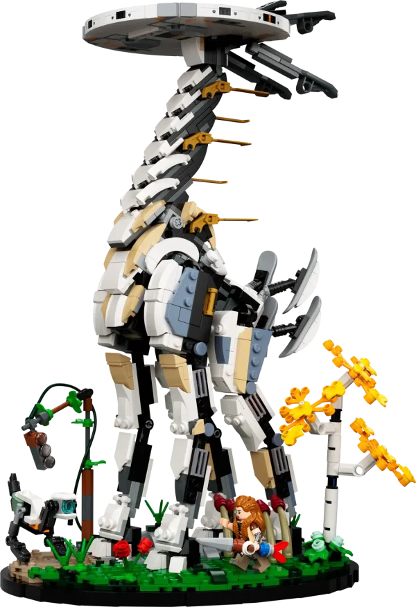 Build the ultimate LEGO® brick model (76989) of the most iconic Horizon machine in the Forbidden West: the Tallneck. Use clever building techniques to capture authentic details of this Communications Class machine, from its smooth, disc-shaped head to its long, slim legs. Display the Tallneck on a stand with brick-built Horizon landscape details, including a birch tree and rusty stoplight. A new-for-May-2022 Aloy minifigure with weapons, plus a Watcher figure with a choice of blue, yellow or red eyes, complete a striking centerpiece. Top gift A delightful treat for yourself or a Horizon gift for the gaming fan in your life, the set includes a booklet featuring step-by-step building instructions, plus the inside story of how LEGO designers created the model. Build mindfulness Welcome to LEGO sets for adults: a zone of zen for the hands-on, creative construction of detailed models that pay homage to the worlds of gaming, history, travel, sport, science, technology and entertainment. Recreate the most iconic Horizon machine in the Forbidden West – Escape to a mysterious, machine-dominated world as you build a detailed LEGO® display model (76989) of a Tallneck Aloy and a Watcher – The LEGO® minifigure of Horizon character Aloy has a bow and a brick-built spear, and the Watcher figure comes with a choice of blue, yellow or red eyes Authentic Tallneck features – The disc-shaped head, antennae protruding from the neck, tail-like structures and long legs of a Tallneck are replicated in LEGO® style Display stand with familiar Horizon landscape details – Includes a brick-built birch tree, tall grass and a rusty stoplight with a vine wrapped around it Gift idea for Horizon fans – Treat yourself or give this 1,222-piece LEGO® set as a birthday present or holiday gift to a creative friend who loves the Horizon game series Display piece – The buildable Horizon Tallneck model measures over 13.5 in. (34 cm) high, 9 in. (23 cm) wide and 6.5 in. (17 cm) deep Step-by-step guide – Includes a booklet with illustrated building instructions, plus the inside story of how LEGO® designers created a model that captures the Horizon universe Collectible LEGO® sets for adults – This set is part of a collection of premium-quality LEGO building kits designed for adults who enjoy hands-on, mindful activities to relax and recharge Premium quality – LEGO® bricks and pieces satisfy demanding industry quality standards to ensure that they connect securely for robust builds Safety assurance – LEGO® components are tested to make sure that they comply with strict global safety standards