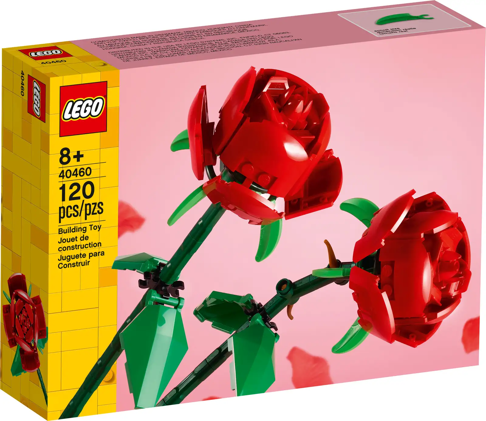 Mark a special occasion with these LEGO® Roses (40460). They’re the perfect gift for Valentine’s Day, Mother’s Day or just to let someone know how much they’re cherished – and they’ll bring a beautiful burst of color when displayed in a vase. This easy-to-assemble set comes with 2 red blooms, green leaves and length-adjustable stems. Combine with LEGO Tulips (40461) to add extra color to this brick-built bouquet. The set is also compatible with the LEGO Flower Bouquet (10280). Show someone how special they are with this LEGO® Roses (40460) building kit. It makes the perfect Valentine’s, Mother’s Day or just-because gift. Includes 2 buildable red roses with adjustable stems. Each rose stem measures over 10 in. (26 cm) long – perfect for displaying in a vase.