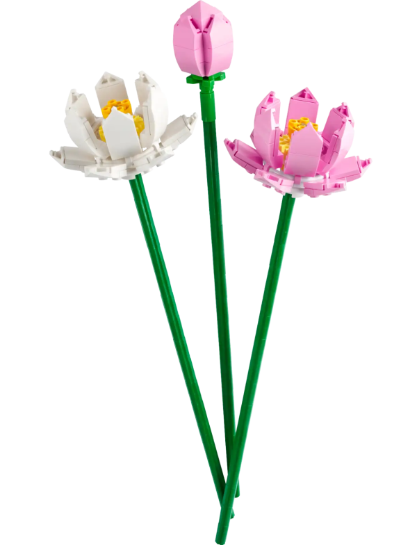Recreate a wonder of nature with the LEGO® Lotus Flowers (40647) building set. This LEGO interpretation of the globally celebrated flower depicts 2 Lotus in full bloom, plus a flower head in bud, all in delicate shades of pink and white, with long green stems for vase display. This beautiful LEGO bouquet makes a great birthday, holiday or any-day gift idea and can be combined with other buildable LEGO flower sets (sold separately). Buildable LEGO® bouquet – Create a flower display to adorn any room with the LEGO Lotus Flowers (40647) set, designed for fans of home decor and mindful LEGO building Say it with flowers – A fun idea for a birthday, holiday or any-other-day gift Suitable for vase display – Each lotus flower, with stem, measures over 12 in. (30 cm) high