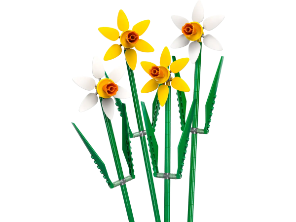 Give flowers that will last forever with this LEGO® Daffodils (40747) celebration gift. Featuring 4 pastel-colored blooms, this set for kids, boys and girls aged 8 and up, as well as adult flower fans. The buildable posy includes 2 yellow daffodils and 2 white daffodils, each with green stems and adjustable leaves to encourage customization. Once complete, they can be displayed on their own or combined with other LEGO flowers (sold separately) to create a larger, more colorful bouquet. A creative celebration gift – Let flower lovers aged 8 and up create a brick-built bouquet with LEGO® Daffodils and display it proudly as floral decor Colors of springtime – Mirroring real daffodils, the blooms come in delicate shades of yellowand white and feature green stems with adjustable leaves Try flower arranging – The daffodils can be combined with other flower sets (sold separately), making it easy to create a bespoke LEGO® bouquet Celebration gifts for any occasion – The buildable blooms make a thoughtful gift for kids, as well as a Valentine’s Day or Mother’s Day gift for adults who love flowers Measurements – The set includes 216 pieces and each daffodil stem measures over 30 cm (11 in.) tall