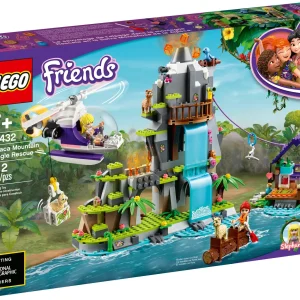 Do you know a kid who loves rescue adventure play? Help them get lost in hours of creative fun as they play out heroic scenes with the Alpaca Mountain Jungle Rescue (41432) volcano building kit. LEGO® Friends is proud to support the work of National Geographic Explorers. So many ways to play Kids can help the mini-dolls rescue the alpacas from the jungle's exploding volcano or explore the mountain caves and unearth natural treasures. If they prefer simply hanging out with friends, they can do that too in the toy cabin. It comes with cute food elements, animal rescue kit and research accessories, such as a toy walkie-talkie, flashlight and magnifying glass. Rescue action stations LEGO® Friends animal rescue playsets let youngsters enjoy the excitement of taking on a mission and saving the day! They'll also love this set's enhanced building experience. Download the LEGO Building Instructions app and they can access Instructions PLUS to view their creation in zoom, rotate and visualize modes! LEGO® Friends is proud to support the work of National Geographic Explorers, who use their creativity, curiosity and passion to protect endangered species in our jungles and help build a better world for all of us. Immerse children in exciting mountain adventures with this colorful and detailed brick-built exploding volcano building toy for kids who love action play, exploring nature and caring for animals. With Alpaca Mountain Jungle Rescue (41432), kids can play out exciting jungle stories with the help of LEGO® Friends Stephanie and Mia buildable mini-doll figures, 3 alpaca figures and cute bat and bird figures. Kids can pretend to climb the mountain, report the eruption and whizz down the zip line to the toy cabin. They can paddle the canoe or fly the rescue helicopter toy. When the jungle rescue's over, they can explore the caves. There are lots of ways to play with this 512-piece mountain adventure toy, making it a brilliant birthday present or holiday gift for boys and girls aged 7+ who love rescue adventure play and caring for animals. Measuring over 8” (22cm) high and 7” (20m) wide, this volcano toy makes a great display centerpiece. It’s compatible with all LEGO® sets, so kids can combine it with any other LEGO bricks for truly creative fun. This mountain playset needs no batteries. Instead, clever design brings the play to life – a button function shoots out lava elements and opalescent bricks help make the cascade's water look like it's actually falling. The action begins with the build! All LEGO® toys come with a clear guide, but this one also has Instructions PLUS on the LEGO Building Instructions app, where kids can view their creation in rotate, 3D and zoom modes! LEGO® awesome toys have met the highest industry standards, plus the LEGO Group's own rigorous quality criteria, which ensures that they connect perfectly and pull apart easily every time – it's been that way since 1958. LEGO® Friends bricks and build kits are tested to the max, which means this building toy for kids meets the highest global safety and quality standards – and might even withstand a volcanic eruption!