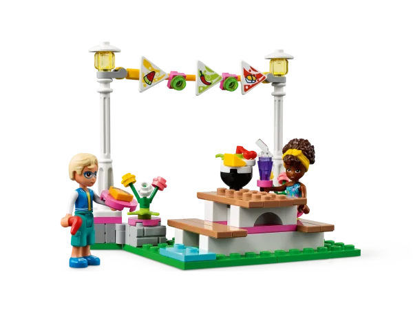 Let kids explore the foods of other cultures with LEGO® Friends Street Food Market (41701). Celebrating the trend for street food and the diversity of international cuisine, this set will delight LEGO Friends fans and foodie kids alike with its taco truck, juice bar, sushi and ramen stand and lots of pretend food accessories. Imaginative play that broadens horizons Each element features creative details. The taco truck has a hinged door for easy play access and is packed with cute details such as hot sauce and guacamole dip. There’s a blender in the juice bar for the LEGO Friends Emma mini-doll to whizz up smoothies, or kids can feed the kitten toy a cookie. Digital dimension Look for LEGO Building Instructions in your app store – a step-by-step building guide where kids can zoom, rotate and visualize models so everyone can feel like a master builder. This LEGO Friends gift for kids lets youngsters play out the real world in a place where everyone’s invited. Creative gift that celebrates world food – Young foodies will love to browse the international stalls of the LEGO® Friends Street Food Market (41701) set while they hang out with their BFFs Packed with fun features – This 592-piece food set comes with 3 mini-dolls, including LEGO® Friends Emma, a taco truck, juice bar, sushi stall, dining area, cactus sign and a kitten toy for kids Interactive play – Mini-dolls have interchangeable heads with differing expressions allowing kids to have fun acting out what they think of the food. The truck opens to allow easy-access play Packed with pretend food accessories – An egg-topped ramen bowl, sushi, chopsticks, fork, dipping bowls, fruit, chilies and guacamole dip help the food play come alive for kids On-trend birthday gift for kids aged 6+ – Perfect for boys and girls who like toys that reflect the latest trends. A fun birthday gift for little foodies who love hanging out with friends Anytime fun – With the taco truck measuring over 4 in. (11 cm) high and 6 in. (16 cm) long, this set is small enough to keep out on display for whenever kids are hungry for some LEGO® food play Building for the digital age – Comes with interactive Instructions PLUS, available on the free LEGO® Building Instructions app, where kids can digitally zoom, rotate and visualize toys as they build A place for everyone – Introduce kids to colorful LEGO® Friends sets, which let kids explore their passions and new cultures from the comfortof their bedrooms Works every time – Ever since 1958, LEGO® components have met stringent industry standards to ensure they are consistent, compatible and always connect and pull apart with ease Peace of mind at play –popular LEGO® toys are tested to the max to ensure they meet rigorous safety standards