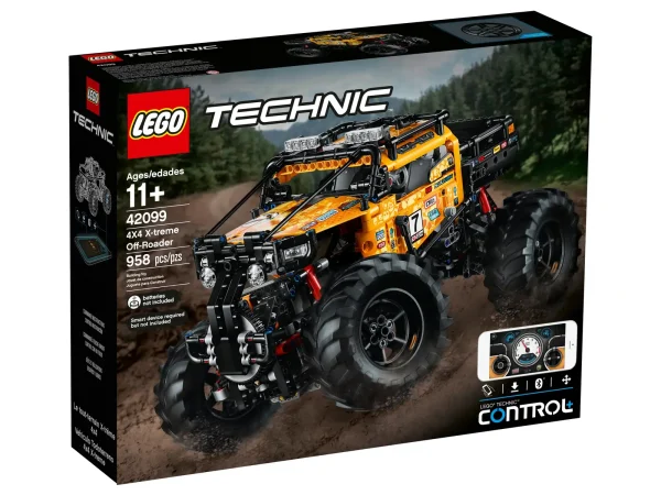 Are you ready to take your LEGO® play experience to another level? The LEGO Technic™ 4x4 X-treme Off-Roader is powered by an advanced Smart Hub with 3 motors and controlled via the intuitive LEGO TECHNIC CONTROL+ app. The sophisticated app technology enables super-precise movement and functionality, while delivering endless authentic digital play combinations with authentic sound effects. Users can choose from different control screens to drive forward, reverse, steer, accelerate, brake and traverse obstacles. You can also get real-time feedback, such as a speed and tilt log or test out your skills in the app’s challenges and achievement section. This sturdy 4x4 app-controlled truck comes with high-rise independent suspension, large wheels with chunky tires and a fresh color scheme with intricate sticker detailing. Its complex gear mechanisms and technologies introduce LEGO builders to advanced elements of engineering, while improving reaction times, cognitive thinking and creative problem-solving skills. This cool toy truck model is controlled via the LEGO® TECHNIC™ CONTROL+ app and powered by an advanced Smart Hub with 2 XL motors and 1 L motor for a more immersive play experience, authentic movements and hours of fun. The app-controlled LEGO® 4x4 X-treme Off-Roader is operated via a smart device with 3 alternative screens. Go to LEGO.com/devicecheck for a list of compatible smart devices. Multi-function control: Drive forward, reverse, steer, accelerate, brake, traverse obstacles, play sound effects and get real-time feedback, such as a speed and tilt log. One-touch control: Drag a direction on the screen and see the 4x4 carry out the maneuver. Challenges & achievements: Complete challenges to unlock achievement badges. Sturdy app-controlled LEGO® truck with high-rise independent suspension, large wheels and chunky tires. Smart Hub features Bluetooth Low Energy (BLE) connectivity, activation button, 6 axis sensor (3 gyro and 3 accelerometer sensors) and 4 connectivity ports. Download the LEGO® TECHNIC™ CONTROL+ app from the App Store or Google Play. Ask your parents’ permission before going online. This remote-controlled truck requires batteries (not included). Please refer to the product packaging for type and quantity. This buildable LEGO® Technic™ model introduces LEGO builders to advanced elements of engineering, while improving reaction times, cognitive thinking and creative problem-solving skills. Not compatible with LEGO® Power Functions systems. 4x4 X-treme Off-Roader measures over 7” (19cm) high, 12” (33cm) long and 8” (22cm) wide.