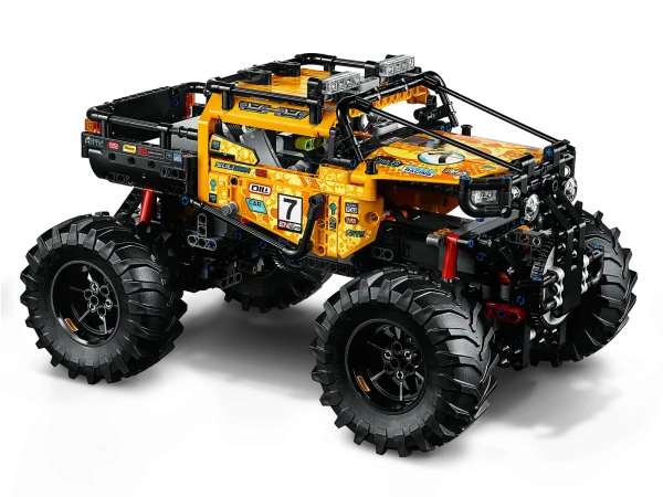 Are you ready to take your LEGO® play experience to another level? The LEGO Technic™ 4x4 X-treme Off-Roader is powered by an advanced Smart Hub with 3 motors and controlled via the intuitive LEGO TECHNIC CONTROL+ app. The sophisticated app technology enables super-precise movement and functionality, while delivering endless authentic digital play combinations with authentic sound effects. Users can choose from different control screens to drive forward, reverse, steer, accelerate, brake and traverse obstacles. You can also get real-time feedback, such as a speed and tilt log or test out your skills in the app’s challenges and achievement section. This sturdy 4x4 app-controlled truck comes with high-rise independent suspension, large wheels with chunky tires and a fresh color scheme with intricate sticker detailing. Its complex gear mechanisms and technologies introduce LEGO builders to advanced elements of engineering, while improving reaction times, cognitive thinking and creative problem-solving skills. This cool toy truck model is controlled via the LEGO® TECHNIC™ CONTROL+ app and powered by an advanced Smart Hub with 2 XL motors and 1 L motor for a more immersive play experience, authentic movements and hours of fun. The app-controlled LEGO® 4x4 X-treme Off-Roader is operated via a smart device with 3 alternative screens. Go to LEGO.com/devicecheck for a list of compatible smart devices. Multi-function control: Drive forward, reverse, steer, accelerate, brake, traverse obstacles, play sound effects and get real-time feedback, such as a speed and tilt log. One-touch control: Drag a direction on the screen and see the 4x4 carry out the maneuver. Challenges & achievements: Complete challenges to unlock achievement badges. Sturdy app-controlled LEGO® truck with high-rise independent suspension, large wheels and chunky tires. Smart Hub features Bluetooth Low Energy (BLE) connectivity, activation button, 6 axis sensor (3 gyro and 3 accelerometer sensors) and 4 connectivity ports. Download the LEGO® TECHNIC™ CONTROL+ app from the App Store or Google Play. Ask your parents’ permission before going online. This remote-controlled truck requires batteries (not included). Please refer to the product packaging for type and quantity. This buildable LEGO® Technic™ model introduces LEGO builders to advanced elements of engineering, while improving reaction times, cognitive thinking and creative problem-solving skills. Not compatible with LEGO® Power Functions systems. 4x4 X-treme Off-Roader measures over 7” (19cm) high, 12” (33cm) long and 8” (22cm) wide.