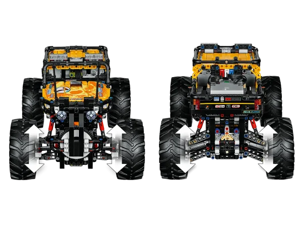 Are you ready to take your LEGO® play experience to another level? The LEGO Technic™ 4x4 X-treme Off-Roader is powered by an advanced Smart Hub with 3 motors and controlled via the intuitive LEGO TECHNIC CONTROL+ app. The sophisticated app technology enables super-precise movement and functionality, while delivering endless authentic digital play combinations with authentic sound effects. Users can choose from different control screens to drive forward, reverse, steer, accelerate, brake and traverse obstacles. You can also get real-time feedback, such as a speed and tilt log or test out your skills in the app’s challenges and achievement section. This sturdy 4x4 app-controlled truck comes with high-rise independent suspension, large wheels with chunky tires and a fresh color scheme with intricate sticker detailing. Its complex gear mechanisms and technologies introduce LEGO builders to advanced elements of engineering, while improving reaction times, cognitive thinking and creative problem-solving skills. This cool toy truck model is controlled via the LEGO® TECHNIC™ CONTROL+ app and powered by an advanced Smart Hub with 2 XL motors and 1 L motor for a more immersive play experience, authentic movements and hours of fun. The app-controlled LEGO® 4x4 X-treme Off-Roader is operated via a smart device with 3 alternative screens. Go to LEGO.com/devicecheck for a list of compatible smart devices. Multi-function control: Drive forward, reverse, steer, accelerate, brake, traverse obstacles, play sound effects and get real-time feedback, such as a speed and tilt log. One-touch control: Drag a direction on the screen and see the 4x4 carry out the maneuver. Challenges & achievements: Complete challenges to unlock achievement badges. Sturdy app-controlled LEGO® truck with high-rise independent suspension, large wheels and chunky tires. Smart Hub features Bluetooth Low Energy (BLE) connectivity, activation button, 6 axis sensor (3 gyro and 3 accelerometer sensors) and 4 connectivity ports. Download the LEGO® TECHNIC™ CONTROL+ app from the App Store or Google Play. Ask your parents’ permission before going online. This remote-controlled truck requires batteries (not included). Please refer to the product packaging for type and quantity. This buildable LEGO® Technic™ model introduces LEGO builders to advanced elements of engineering, while improving reaction times, cognitive thinking and creative problem-solving skills. Not compatible with LEGO® Power Functions systems. 4x4 X-treme Off-Roader measures over 7” (19cm) high, 12” (33cm) long and 8” (22cm) wide.