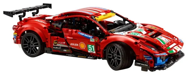 Delivering prestigious wins for the Prancing Horse in the world’s toughest endurance races, the Ferrari 488 GTE is a car unlike any other. Now you can create your own LEGO® Technic™ model version, complete with authentic design details – just like on the iconic original. Faithful detailing With amazing attention to detail, this racing car model is a true expression of Ferrari’s endurance racer. Features include front and back suspension, opening doors, a V8 engine with moving pistons and a steering wheel that steers the car. Original stickers and authentic colors add the perfect finish to this epic model. Escape the ordinary This set is part of a collection of LEGO building kits for adults who appreciate excellent design. A new hands-on project for yourself, or the ideal gift for a motorsport fan, this LEGO Technic building kit provides an immersive build with a beautiful display model to enjoy. Immerse yourself in the exciting world of endurance racing, creating your own displayable LEGO® Technic™ model version of the iconic Ferrari 488 GTE racing car. Authentic features include front and back suspension, opening doors, a V8 engine with moving pistons and functioning steering wheel. With original race stickers and a faithful color scheme, the LEGO® Technic™ Ferrari 488 GTE “AF Corse #51” (42125) will take pride of place in the home or office of any motorsport fan. A rewarding building project for adults and an inspired birthday or special occasion gift for anyone who loves endurance racing, Ferrari racing cars and motorsport. Model measures over 5 in. (13 cm) high, 19 in. (48 cm) long and 8.5 in. (21 cm) wide. Easily explore all the details packed inside, thanks to the opening doors and hood. This set comes with a special building instruction book featuring exclusive content, including details about the car and the AF Corse 51 team. With elegant designs and realistic functions, LEGO® Technic™ sets offer a rewarding build and models packed with impressive features for anyone interested in engineering and technology. LEGO® Technic™ components meet stringent industry standards to ensure they are consistent, compatible and connect reliably every time – it’s been that way since 1958. LEGO® Technic™ components are dropped, heated, crushed, twisted and analyzed to make sure they meet high global safety standards.