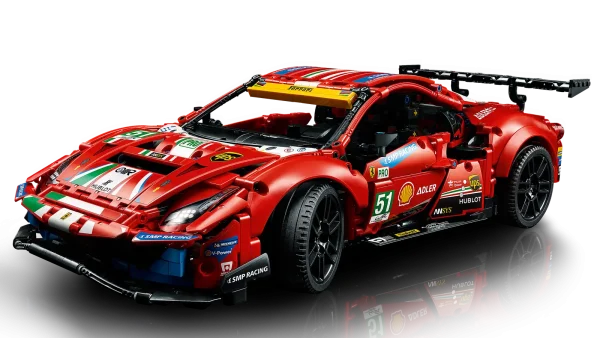 Delivering prestigious wins for the Prancing Horse in the world’s toughest endurance races, the Ferrari 488 GTE is a car unlike any other. Now you can create your own LEGO® Technic™ model version, complete with authentic design details – just like on the iconic original. Faithful detailing With amazing attention to detail, this racing car model is a true expression of Ferrari’s endurance racer. Features include front and back suspension, opening doors, a V8 engine with moving pistons and a steering wheel that steers the car. Original stickers and authentic colors add the perfect finish to this epic model. Escape the ordinary This set is part of a collection of LEGO building kits for adults who appreciate excellent design. A new hands-on project for yourself, or the ideal gift for a motorsport fan, this LEGO Technic building kit provides an immersive build with a beautiful display model to enjoy. Immerse yourself in the exciting world of endurance racing, creating your own displayable LEGO® Technic™ model version of the iconic Ferrari 488 GTE racing car. Authentic features include front and back suspension, opening doors, a V8 engine with moving pistons and functioning steering wheel. With original race stickers and a faithful color scheme, the LEGO® Technic™ Ferrari 488 GTE “AF Corse #51” (42125) will take pride of place in the home or office of any motorsport fan. A rewarding building project for adults and an inspired birthday or special occasion gift for anyone who loves endurance racing, Ferrari racing cars and motorsport. Model measures over 5 in. (13 cm) high, 19 in. (48 cm) long and 8.5 in. (21 cm) wide. Easily explore all the details packed inside, thanks to the opening doors and hood. This set comes with a special building instruction book featuring exclusive content, including details about the car and the AF Corse 51 team. With elegant designs and realistic functions, LEGO® Technic™ sets offer a rewarding build and models packed with impressive features for anyone interested in engineering and technology. LEGO® Technic™ components meet stringent industry standards to ensure they are consistent, compatible and connect reliably every time – it’s been that way since 1958. LEGO® Technic™ components are dropped, heated, crushed, twisted and analyzed to make sure they meet high global safety standards.