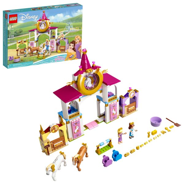 Thrill any Disney Princess fan who also loves horses with this detailed LEGO® ǀ Disney Belle and Rapunzel’s Royal Stables (43195) buildable toy set, featuring a large main stable with trophy and accessory rooms, a cozy attic space and 2 smaller, detachable horse stalls. This imaginative set includes printed building instructions and digital Instructions PLUS via the LEGO Building Instructions app. The guided building process lets even younger builders feel like master builders… awesome! Open-ended creative play Kids will love playing with this set and its accessories, including hay, horse food, saddles, stable tools and a trophy, to help kick-start a child’s imagination as they care for the animals and role-play exciting stories. Beloved characters, ready for fun This creative set gets kids playing with 2 mini-doll figures – Disney’s Belle and Rapunzel – plus rideable Maximus and Philippe LEGO horse figures. This premium Disney Princess gift will be tops, one that all the kidstalk about. Kick-start fun role-play with this LEGO® ǀ Disney Belle and Rapunzel’s Royal Stables (43195) set, a different and unique Disney Princess construction gift. Play starts with building and doesn’t end! Inventive adventures await. This creative set features a 3-level stable with 5 rooms, 2 small, detachable stalls, a sticker sheet and plenty of play starters for imaginative fun. 2 beloved characters, Disney’s Belle and Rapunzel, are ready for work and play in this top buildable toy. The awesome kit also includes 2 LEGO® horse figures, Maximus and Philippe. Any Disney Princess fan aged 5 and up will love this set. Kids can create endless stories with this premium gift set that will wow friends and is perfect for hours of imaginative play. Made for play or display. With the stable and connected stalls measuring over 9.5 in. (24 cm) high, 13 in. (33 cm) wide and 2.5 in. (7 cm) deep, this set is made for play and looks cool on a shelf. Want to give kids an even more awesome building experience? Now you can with digital Instructions PLUS! With intuitive modes like zoom, rotate and ghost mode, it’s LEGO® building for the digital age! With detailed mini-doll figures and ridable horse figures, this Disney Princess buildable toy set encourages open creative play, helping to build important skills with lots of fun story starters. LEGO® components meet rigorous industry standards to ensure they are consistent, compatible and connect and pull apart reliably every time– it’s been that way since 1958. LEGO® components are dropped, heated, crushed, twisted and analyzed to make sure they meet strict global safety standards.