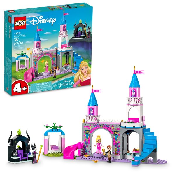 Appeal to young children aged 4+ and boost their building skills with this LEGO® ǀ Disney Aurora’s Castle (43211) construction set. It features a castle with a slide and staircase, 3 LEGO mini-doll figures and 2 smaller builds. Give even younger builders an easy and intuitive building adventure with the LEGO Builder app. Here they can zoom in and rotate models in 3D, save sets and track their progress. Build, play, imagine, grow This 4+ set helps boost children’s confidence with a fun play experience. Helpful Starter Bricks give youngsters a sturdy base for their build. Each bag of bricks contains a character so kids can start the play at any point and complete the whole set later. Engaging family fun 4+ sets are a great way for adults to share the fun with youngsters. If grown-ups are also new to LEGO building toys, not to worry – kids can take control because this set also includes picture instructions, making it easy for those who are just starting to read to follow the progress. Build, play, nurture – Give Disney Princess fans aged 4 and up a set full of play possibilities to inspire imaginative fun with this LEGO® ǀ Disney Aurora’s Castle (43211) set Fast fun – This set includes a castle build, Disney’s Aurora, Prince Phillip and Maleficent LEGO® mini-doll figures, plus 2 smaller builds. Each bag of bricks contains a figure to start the play Disney Princess play – This set encourages kids to play out favorite movie scenes or reimagine daily life in the castle with new stories, boosting their communication and creativity skills Fun gift for ages 4+ – Disney fans will enjoy this set full of imaginative possibilities, with a setting based on Disney’s Sleeping Beauty. It can also be given to a child with a passion for castles Play and replay – The castle measures over 10.5 in. (27 cm) high, 15 in. (38 cm) wide and 4.5 in. (11 cm) deep and can be played with repeatedly to keep little Disney fans happy for hours A new way to build – Let the LEGO® Builder app guide even younger kids on an intuitive building adventure. They can save sets, track progress and zoom in and rotate models in 3D while they build Features for fuss-free building – This 4+ set comes with Starter Bricks to get kids building fast. Simple picture instructions mean there’s no barrier to building, even for kids just learning to read Learning through play – 4+ buildable toys are designed to help hone key ready-for-school skills, such as communication, concentration,imagination and self-expression Uncompromising quality – Ever since 1958, LEGO® components have met stringent industry standards to ensure they connect consistently Safety first – LEGO® components are dropped, heated, crushed, twisted and analyzed to make sure they meet rigorous global safety standards