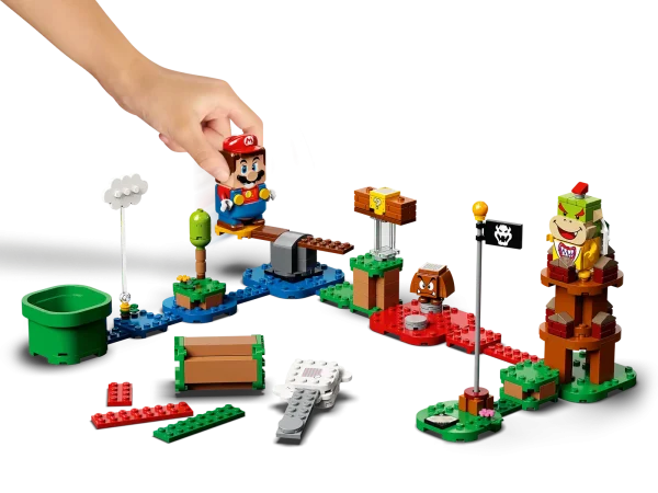 Kids can team up with their favorite character in the real world with this LEGO® Super Mario™ Adventures with Mario Starter Course (71360). The set features a LEGO Mario™ figure that gives instant expressive responses via the LCD screens and speaker. Players earn virtual coins moving LEGO Mario from the Start Pipe to the Goal Pole via spinning and cloud platforms, the ? Block, and super battles with the Goomba and Bowser Jr. toy figures. Rearrange the bricks to create new levels to master. Enhanced play A free LEGO Super Mario app is available for enhanced play with this gift toy for kids. It has zoom and rotate viewing tools to make building easier, suggests other creative ways to build and play, and is a safe forum to share ideas with friends. Mario unlimited! Great for solo play or group competitions, LEGO Super Mario sets bring a family-favorite character into the real world. This Starter Course and the Expansion Sets offer unlimited challenges and nurture problem-solving skills. The LEGO® Mario™ figure is powered by 2 x AAA batteries (not included), delivering a highly interactive in-game experience where players get instant feedback and rewards for creativity. Fans can begin exploring the fun-packed LEGO® Super Mario™ universe with this Adventures with Mario Starter Course (71360), featuring 7 action bricks for different interactions with the LEGO Mario™ figure. LEGO® Mario™ has color sensors, plus LCD screens in his eyes, mouth and belly to display over 100 different instant reactions to movement. Also included is a speaker that plays iconic sounds and music from the video game. In this super toy playset, LEGO® Mario™ collects virtual coins as he runs and jumps from the Start Pipe to the Goal Pole via LEGO bricks, cloud platforms, the ? Block and clashes with the Goomba figure and Bowser Jr. This 231-piece, collectible LEGO® toy playset makes a cool birthday or holiday gift for kids aged 6+ who can build and play their own way and learn to solve problems while having lots of creative fun. Rearrange the Starter Course and combine with LEGO® Super Mario™ Expansion Sets to create more challenging levels and games to play with and against friends. Kids will love the free LEGO® Super Mario™ app, which has building instructions, inspiration for fun, creative ways to play, and more. For a list of compatible Android and iOS devices, visit LEGO.com/devicecheck. Great for solo or group play, interactive LEGO® Super Mario™ toy building sets bring a family-favorite character to life in a unique way and offer unlimited creative challenges through expansion and rebuilding. Builders will not need a Super Star’s power to connect or pull apart LEGO® bricks! Ever since 1958 they have met the highest industry standards to ensure consistency and robust building. LEGO® building bricks and pieces are dropped, heated, crushed, twisted and analyzed in almost every way you can imagine to ensure that every LEGO set meets the highest global safety and quality standards. This set features Digital Building Instructions. Now it’s easy to follow the steps on your mobile device or download a PDF of the printed building guide. Click the Building Instructions button at the bottom of this page to find and download the instructions.