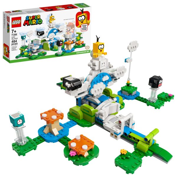 Bring a fun challenge to kids’ LEGO® Super Mario™ universe with this Lakitu Sky World Expansion Set (71389). It features a spinning cloud platform, which is spun around by sliding LEGO® Mario™ and/or LEGO® Luigi™ (figures not included) to and fro on the cloud sliders below to try and knock Lakitu off. The set includes Lakitu, Bullet Bill and Fuzzy figures, plus a Time Block offering extra time in the level. (Note: the 71360 or 71387 Starter Course is required for interactive play.) Collaborate or compete Kids can play solo, team up or compete against a friend who has a LEGO Mario or LEGO Luigi figure. Check out the free LEGO Super Mario app for building instructions, creative inspiration and more. Endless possibilities Collectible LEGO Super Mario toy playsets bring popular Super Mario characters into the real world and make ideal gifts for kids who like to set playground trends. The Starter Courses and Expansion Sets, plus Power-Up Packs, allow fans to build their own unique levels. Add a cloud-spinning, digital-coin-winning challenge to children’s brick-built LEGO® Super Mario™ universe with this Lakitu Sky World Expansion Set (71389). Includes LEGO® toy figures of 3 iconic Super Mario™ enemy characters – Lakitu, a Bullet Bill and a Fuzzy, plus a Time Block offering players extra time to complete the level. Features a spinning cloud platform, which is spun around by players sliding LEGO® Mario™ and/or LEGO® Luigi™ (figures not included) to and fro on cloud sliders below. This 484-piece toy playset makes a super birthday or holiday gift for kids aged 7 and up who own a LEGO® Super Mario™ Starter Course (71360 or 71387), which is required for play. Great for solo play or connect via Bluetooth to a friend’s LEGO® Mario™ or LEGO® Luigi™ figure (extra figures not included) for 2-player social fun where teamwork earns bonus coins. This module measures over 6 in. (15 cm) high, 13.5 in. (35 cm) wide and 10.5 in. (27 cm) deep in its basic formation and can be rebuilt and combined with other LEGO® Super Mario™ sets in various ways. The free LEGO® Super Mario™ app offers building instructions, a safe platform for kids to share ideas, and more. For a list of compatible Android and iOS devices, visit LEGO.com/devicecheck. Collectible LEGO® Super Mario™ toys bring a family-favorite character into the real world, offering fans limitless, fun, creative possibilities to expand, rebuild and create their own unique levels. Ever since 1958, LEGO® components have met stringent industry standards to ensure they are consistent and compatible for a simple, strong connection every time. LEGO® building bricks are tested to the max to make sure they satisfy demanding global safety standards.