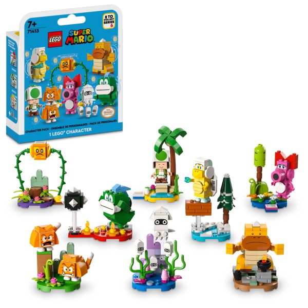 Give kids new play options with collectible toy LEGO® Super Mario™ Character Packs – Series 6 (71413) for ages 7 and up. Each pack contains a buildable character with an Action Tag, plus a small build to use as a display stand or to enhance play. There are 8 LEGO Super Mario characters to collect: Birdo, a Green Toad, an Ice Bro, a Bramball, 2 Cat Goombas in 1 pack, a Blooper (with 3 baby Bloopers), a Sumo Bro and a Spike. Each is designed to be used with a Starter Course set (71360, 71387 or 71403), which is required for interactive play. App-assisted building An awesome anytime gift or reward for kids, each pack includes a building guide. Also, find building instructions on the LEGO Super Mario app, plus digital viewing tools to make the creative experience extra fun. Limitless play LEGO Super Mario toy playsets bring Super Mario™ characters into the real world. The Starter Courses and Expansion Sets let builders expand, rebuild and create unique levels. Collectible LEGO® Super Mario™ toy characters – Expand children’s interactive play options with Character Packs – Series 6 (71413). Each pack contains a mystery buildable character with an Action Tag 8 to collect, build and play with – Birdo, a Green Toad, an Ice Bro, a Bramball, 2 Cat Goombas in 1 pack, a Blooper (with 3 baby Bloopers), a Sumo Bro and a Spike Add to a Starter Course – One of the Starter Course sets, featuring the LEGO® Mario™ (in set 71360), LEGO® Luigi™ (71387) or LEGO® Peach™ (71403) figures, is needed for interactive play Small build in each pack – Kids can use the build as a display stand or incorporate it into the levels they create. See how LEGO® Mario™, LEGO® Luigi™ or LEGO® Peach™ react to the characters Anytime gift or reward for ages 7 and up – A LEGO® Super Mario™ Character Pack makes a fun little treat, reward, birthday present or holiday gift for kids Build unique levels – Add these characters to the LEGO® Super Mario™ Starter Courses and Expansion Sets to create new challenges for solo and social play Printed and digital instructions – Find a building guide in each pack and on the companion LEGO® Super Mario™ app. For a list of compatible Android and iOS devices, visit LEGO.com/devicecheck Endless possibilities – LEGO® Super Mario™ toy playsets bring Super Mario™ characters into the brick-built world, offering unlimited creative possibilities through expansion and rebuilding Premium quality – LEGO® building bricks satisfy demanding industry quality standards, meaning that they connect simply and strongly for robust builds Safety first – LEGO® components are tested in almost every way imaginable to make sure they comply with rigorous global safety standards