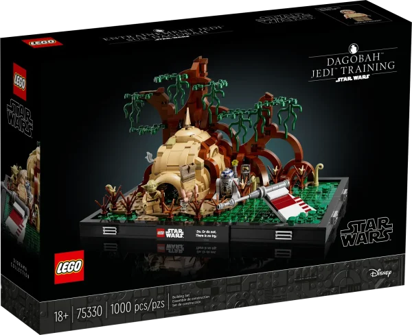 Focus, you must, to construct this LEGO® Star Wars™ Dagobah Jedi Training Diorama (75330). This brick-built display model is packed with instantly recognizable details from an iconic Star Wars: The Empire Strikes Back scene. Recreate Yoda’s hut in the swamps of Dagobah, and the wing of Luke Skywalker’s sunken X-wing. Add the LEGO minifigures of Yoda and Luke Skywalker, plus an R2-D2 LEGO droid figure (Luke and R2-D2 feature new-for-May-2022 decoration). To complete a nostalgic display piece, attach the plaque bearing Yoda’s words: “Do. Or do not. There is no try.” Step-by-step guide A great gift idea for fans of the classic Star Wars trilogy, the set includes clear building instructions so even LEGO newcomers can enjoy the fun, creative experience. Galaxy of joy It began a long time ago, in a galaxy far, far away. Now the saga continues in your own home with a collection of top-quality LEGO Star Wars sets for adults, including other buildable dioramas depicting memorable scenes. Detailed Dagobah Jedi Training Diorama (75330) – Channel the focus of Jedi Master Yoda as you recreate an iconic Star Wars: The Empire Strikes Back scene with LEGO® bricks 2 LEGO® Star Wars™ minifigures and a LEGO droid figure – Luke Skywalker and Yoda with his walking stick, plus R2-D2 to bring the buildable scene to life Made for display – Build Yoda’s hut on the planet Dagobah, plus the wing of Luke Skywalker’s X-wing sticking out of the swamp. Attach a plaque reading ‘Do. Or do not. There is no try’, as said by Yoda Build your collection – This set is part of a series of collectible LEGO® Star Wars™ build-to-display diorama models, each depicting a beloved Star Wars scene Gift idea – Treat yourself or give this 1,000-piece set as a holiday gift or birthday present to an adult Star Wars™ fan, passionate LEGO® builder or collector of LEGO Star Wars dioramas Brick-built Star Wars™ memorabilia designed to spark nostalgia – This diorama measures over 6 in. (16 cm) high, 11 in. (29 cm) wide and 6.5 in. (17 cm) deep Step-by-step guide – Are you a newcomer to LEGO® building sets? No problem. There are illustrated instructions in the box to help you build with the confidence of Jedi Master Yoda From a galaxy far, far away to your living room – LEGO® Star Wars™ sets for adults are designed for you, the discerning hobbyist who enjoys hands-on creative projects to relax and recharge Premium quality – Since 1958, LEGO® components have met rigorous industry standards to ensure they are consistent, compatible and connect securely Safety compliance – LEGO® bricks and pieces are dropped, heated, crushed, twisted and analyzed to make sure that they comply with strict global safety standards