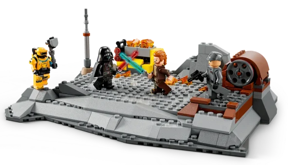 Relive a fiery battle between Obi-Wan Kenobi and Darth Vader with this LEGO® Star Wars™ (75334) buildable toy playset. It features a battlefield with 2 rotating battle platforms, a battlefield-splitting fire pop-up function and a mining cart that can be knocked over. There are also 4 LEGO minifigures included – Obi-Wan Kenobi and Darth Vader, each with lightsabers, Tala Durith and droid NED-B – to play out Star Wars: Obi-Wan Kenobi scenes. Unique Star Wars gift for ages 8 and up Thinking of buying this set as a gift for a Star Wars fan who is new to LEGO sets? No problem – step-by-step illustrated building instructions are included to guide them. Unlimited creative fun The LEGO Group has been recreating iconic starships, vehicles, locations and characters from the Star Wars universe since 1999. The LEGO Star Wars theme has become its most successful one, with a wide variety of cool buildable toys to delight people of all ages. Obi-Wan Kenobi vs. Darth Vader battle set (75334) – Recreate an epic lightsaber duel from Star Wars: Obi-Wan Kenobi with this action-packed LEGO® Star Wars™ buildable toy playset for kids 4 LEGO® minifigures – Obi-Wan Kenobi with a blue lightsaber, Darth Vader with a red lightsaber, Tala Durith with a blaster pistol and droid NED-B with a power hammer and backpack accessory element Play-inspiring features – 2 rotating battle platforms, a translucent stand for Obi-Wan Force-jumps, a fire pop-up function, an opening furnace and a mining cart that can be flipped over and detached Fun gift idea for ages 8 and up – Give this 408-piece building toy as a birthday or holiday gift to trendsetting kids who are into Star Wars: Obi-Wan Kenobi and love action play Brick-built battlefield – The battlefield measures over 3.5 in. (9 cm) high, 9 in. (24 cm) wide and 7.5 in. (19 cm) deep Step-by-step building instructions – Clear, illustrated instructions are included, so even Star Wars™ fans who are new to LEGO® sets can build with Jedi-like confidence Building toys for all ages – LEGO® Star Wars™ sets allow kids and adult fans to recreate memorable scenes and make up their own stories or simply display the buildable models Premium quality – LEGO® bricks meet strict quality standards, ensuring that they connect simply and securely Safety is a priority – LEGO® components are dropped, heated, crushed, twisted and carefully analyzed to make sure they comply with demanding global safety standards