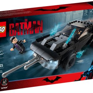 Kids with a passion for Batman™ will be captivated by the stand-out LEGO® DC Batman Batmobile™: The Penguin™ Chase (76181). This iconic, play-and-display Batmobile puts action from The Batman movie into the hands of kids aged 8+. Missile-launching Batmobile This battle-ready Batmobile features 2 spring-loaded shooters that launch mega missiles from the front, either simultaneously or individually, when kids press plates on the hood. The windshield and roof assembly lift off so the Batman minifigure can be sat in the cockpit. There’s even room for a passenger. The action can be turbocharged with the addition of blue-flame elements attached to the exhaust. The set features 2 minifigures: Batman, with a fabric cape, and The Penguin, with a shooter and hand-held rocket launcher, which includes an integrated stud-shooter that fires circular pieces. When the imaginative, super-hero adventures are over for the day, this versatile vehicle looks awesome displayed in kids’ rooms. Missile-firing Batmobile™ – LEGO® DC Batman™ Batmobile: The Penguin™ Chase (76181) puts supercharged, super-hero action from The Batman movie into kids’ hands 2 cool minifigures – As well as a buildable Batmobile™, the playset includes a Batman™ minifigure with a fabric cape and The Penguin™ minifigure with a shooter and hand-held rocket launcher Super-hero action – Young crime-fighters can take on an iconic Super-Villain and play out endless imaginative adventures with this awesome, armed crime-fighting machine Awesome weapons – The battle-ready Batmobile™ features 2 spring-loaded shooters that launch mega missiles when kids press plates on the hood Gift for ages 8 and up – This buildable Batmobile™ toy makes a great birthday or holiday gift for fans of Batman™ and supercool cars Epic play and display – The Batmobile™ measures over 2 in. (6 cm) high, 7.5 in. (20 cm) long and 3 in. (8 cm) wide and combines easily with other LEGO® DC Batman™ sets More creative fun – All LEGO® DC building toys provide young super heroes with premium-quality playsets designed to deliver endless imaginative play possibilities Quality guaranteed – LEGO® components fulfill stringent industry quality standards to ensure they are consistent, compatible and connect and pull apart perfectly every time Safety assured – LEGO® components are dropped, heated, crushed, twisted and analyzed to make sure they satisfy rigorous global safety standards