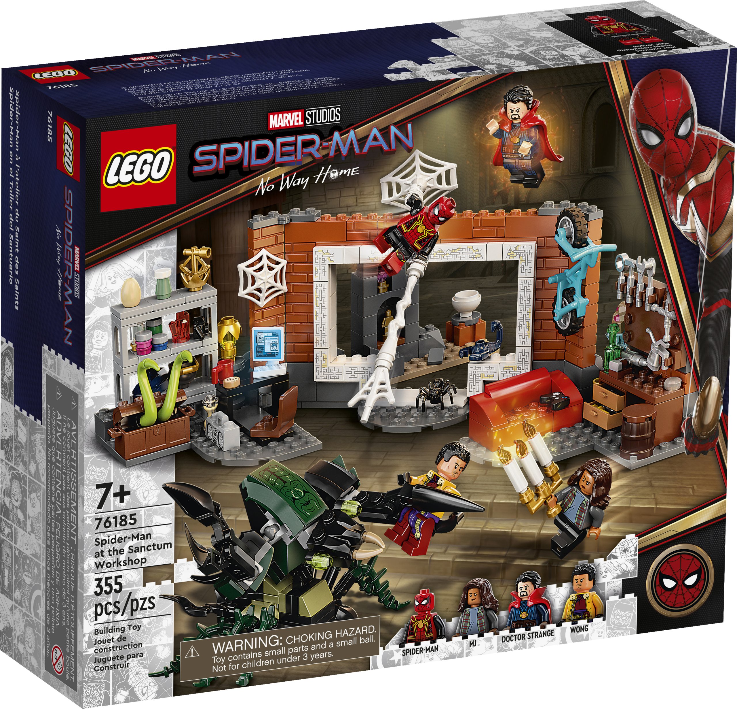 Fans of Marvel Studios’ Spider-Man: No Way Home can amaze their friends with LEGO® Marvel Spider-Man at the Sanctum Workshop (76185). With authentic details, awesome accessories and a monster bug to battle, the set inspires endless imaginative play and impressive displays. Doctor Strange’s action-packed HQ The Master of the Mystic Arts’ basement is filled with fun items to engage fans of the Marvel movies and encourage endless creative role play. There are cool tools, bicycles, a game controller, candelabra, boom box, mystical glowing stone, plus lots more magical surprises for kids to discover. The set includes 4 popular minifigures: Spider-Man, MJ, Wong – and Doctor Strange wearing the Cloak of Levitation. Play possibilities are expanded further with a buildable, giant bug monster with gripping claws. For more building fun, the free LEGO Building Instructions app includes digital Instructions PLUS, which allows kids to zoom, rotate and visualize their playset as they build. Marvel fans can amaze their friends with LEGO® Marvel Spider-Man at the Sanctum Workshop (76185), featuring the Super Hero sorcerer’s activity-packed basement. Includes 4 minifigures: Spider-Man, MJ, Wong and Doctor Strange (with a fabric cloak). There is an amazing assortment of accessories to inspire imaginative role play, including cool tools, bicycles, a game controller, candelabra, boom box and a mystical glowing stone. A buildable, giant bug monster with gripping claws expands the play possibilities even further. An ideal birthday, holiday or just-because gift for Marvel movie fans aged 7 and up that will be admired by all who see it. Doctor Strange’s fun-filled, magical basement measures over 3 in. (9 cm) high, 8 in. (22 cm) wide and 8 in. (22 cm) deep and combines easily with other LEGO® Marvel sets. For more building fun, the free LEGO® Building Instructions app includes digital Instructions PLUS, which lets kids zoom, rotate and visualize their playset as they build. All LEGO® Marvel playsets are cool and collectible and give kids the chance to relive favorite Super Hero movie moments and create imaginative stories of their own. LEGO® components satisfy stringent industry standards to ensure they are consistent, compatible and connect and pull apart correctly every time – it’s been that way since 1958. LEGO® components are dropped, heated, crushed, twisted and analyzed to make sure they fulfill rigorous global safety standards.