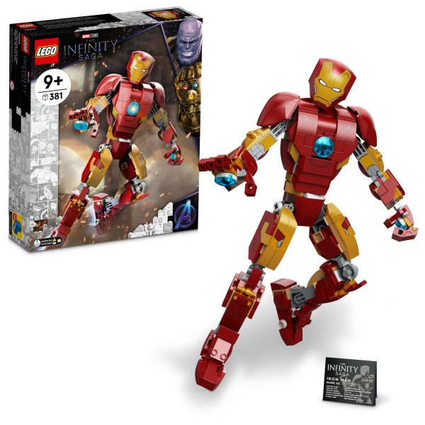 Give Iron Man fans aged 9 and up the ultimate gift: their own Iron Man . Standing over 9 in. (24 cm) tall, LEGO® Marvel Iron Man Figure (76206) is a buildable, take-anywhere toy that brings Marvel-movie authenticity to kids’ action-packed adventures. Just like the real thing Based on Iron Man from Marvel Studios’ Avengers: Age of Ultron, this realistic recreation is fully jointed, so kids can move and position the LEGO Marvel figure as they battle their way through exciting missions. A button-operated Light Brick adds extra realism as it illuminates the arc reactor in Iron Man’s chest. When not saving the universe, the Iron Man model looks great on display and includes a removable information plate with details about the iconic armored Avenger. The free LEGO Building Instructions app contains an additional digital guide that kids can use to zoom, rotate and visualize their model. There’s also a guided, real-life, building process that allows young builders to construct with confidence. An Iron Man of their own – LEGO® Marvel Iron Man Figure (76206) is the ultimate gift for fans of the armored Avenger Iconic Marvel hero – Kids assemble the 381 pieces into a realistic recreation of the metal-clad star of the Marvel movies Fully jointed – All parts of the buildable Iron Man are articulated, so kids can move, position and pose the armor just like the real thing Treat for Marvel fans – A birthday, holiday or just-because gift for young Super Heroes aged 9 and up Portable play – This take-anywhere Iron Man stands over 9 in. (24 cm) tall, the perfect size for hands-on action, and kids can carry it wherever they go Additional in-app features – With the LEGO® Building Instructions app, kids can zoom, rotate and visualize a digital version of their model as they build Iconic sets– All LEGO® Marvel building toys provide young Super Heroes with premium-quality playsets designed to deliver endless imaginative play possibilities Quality guaranteed – LEGO® components fulfill stringent industry quality standards to ensure they are consistent, compatible and connect and pull apart perfectly every time Safety assured – LEGO® components are dropped, heated, crushed, twisted and analyzed to make sure they satisfy rigorous global safety standards